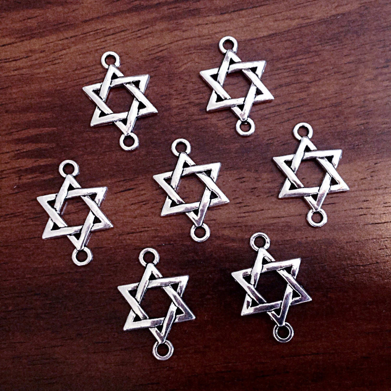 20pcs, Connector Charms, Star of David Connector Charms, Bracelet Connector Charms, Jewish Charms, Bracelet Connectors, Star of David Charm