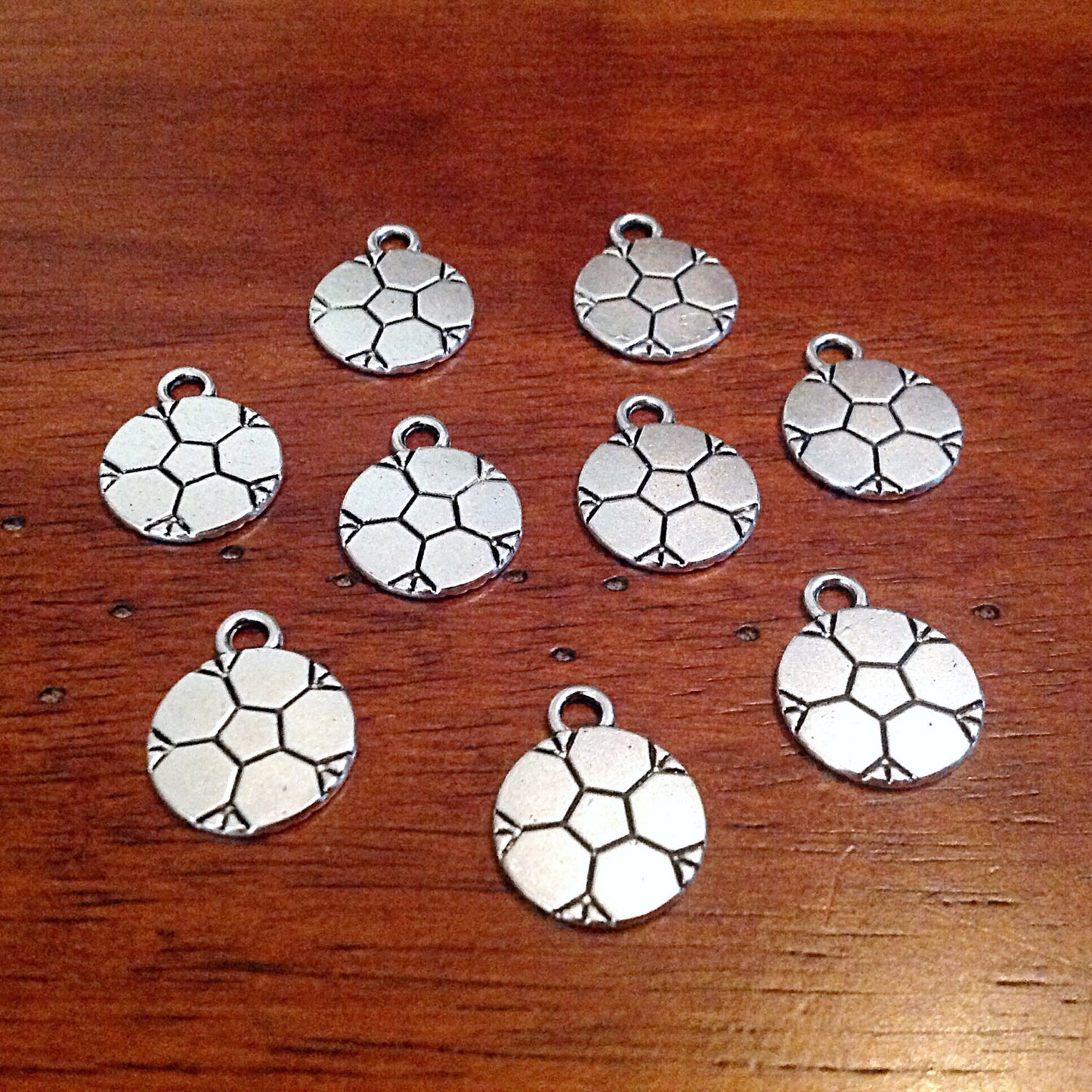 Bulk 20 Soccer Ball Charms, Ball Charms, Double Sided Soccer Ball Charms, Soccer Charms, Jewelry and Craft Supplies, Findings