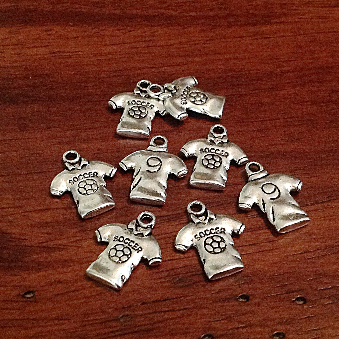 Soccer Charms, 20pcs, Soccer Shirt Charms, Soccer Jersey Charms, Soccer Ball Charms, Sports Charms, Double Sided Soccer Charms, Findings