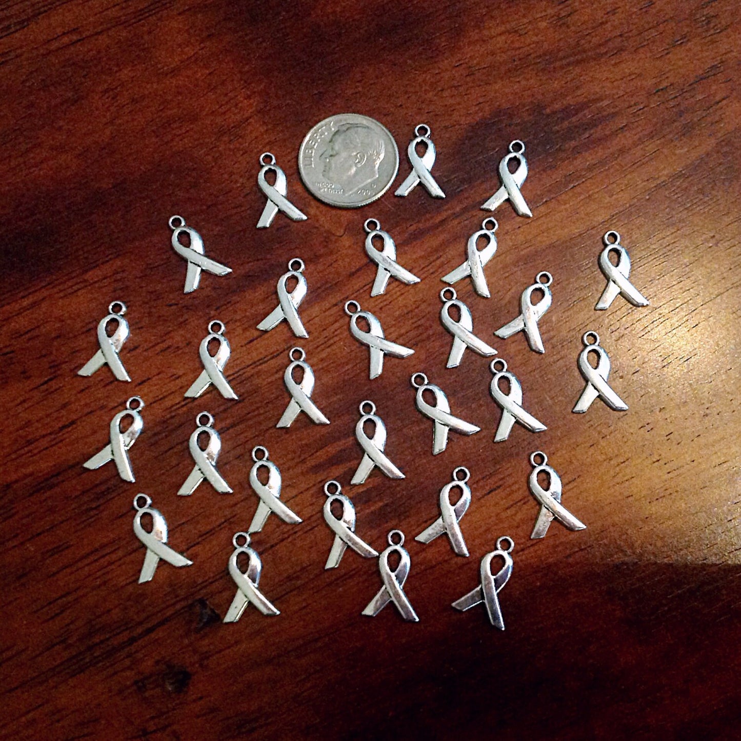 Bulk 50 Tiny Ribbon Charms, Charms Bulk, Ribbon Charms, Hope Ribbon Charms, Awareness Charms, Jewelry and Craft Supplies, Findings
