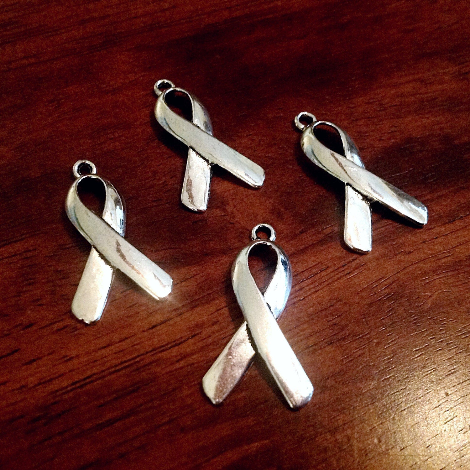 12 Silver Ribbon Charms, Awareness Ribbon Charms, Large Ribbon Charms, Hope Charms, Antique Silver Ribbon, Hope Ribbon Charms, Findings