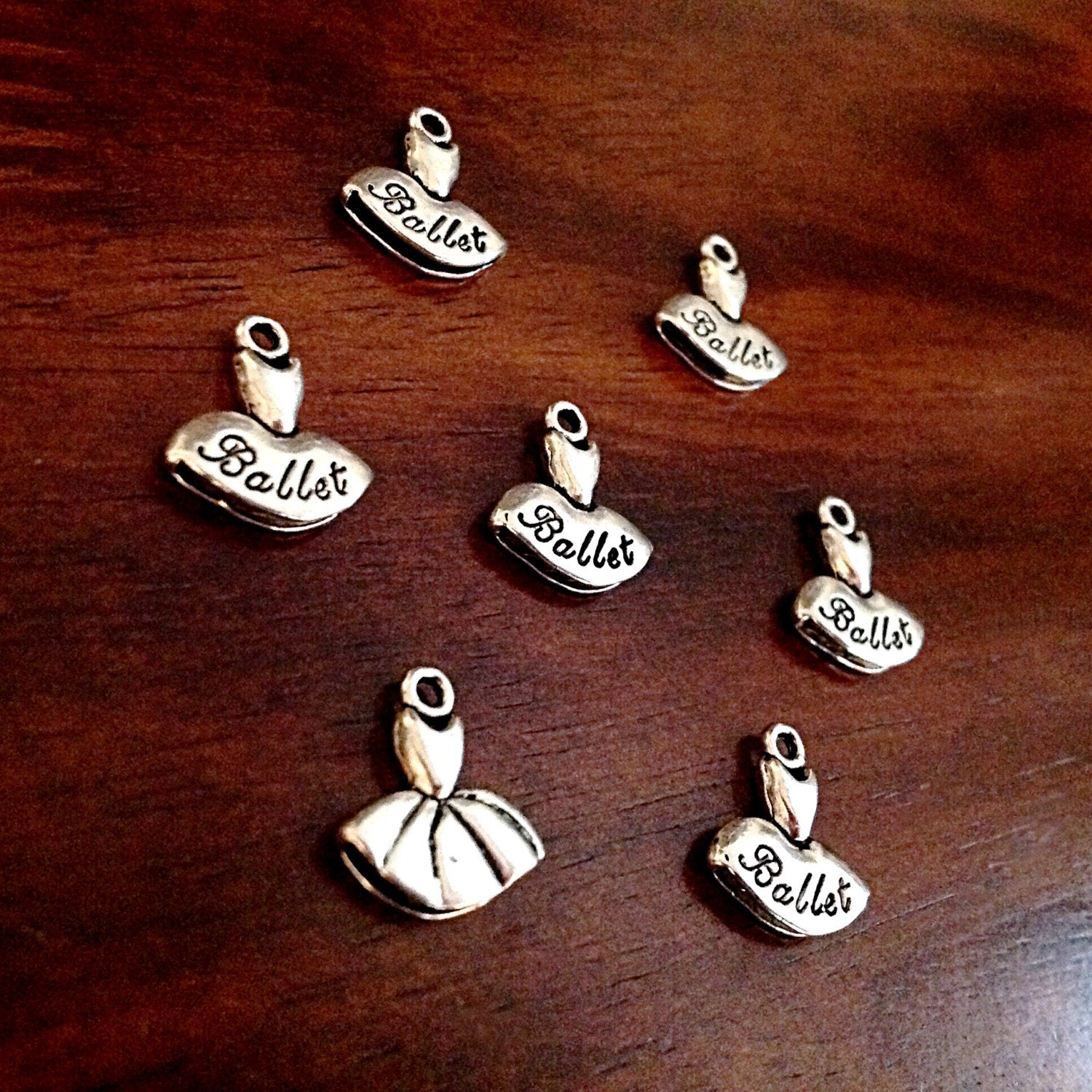 Bulk 15 Ballerina Charms, Antique Silver Charms, Ballerina Dress Charms, Silver Ballerina Charms, Findings, Craft and Jewelry Supplies