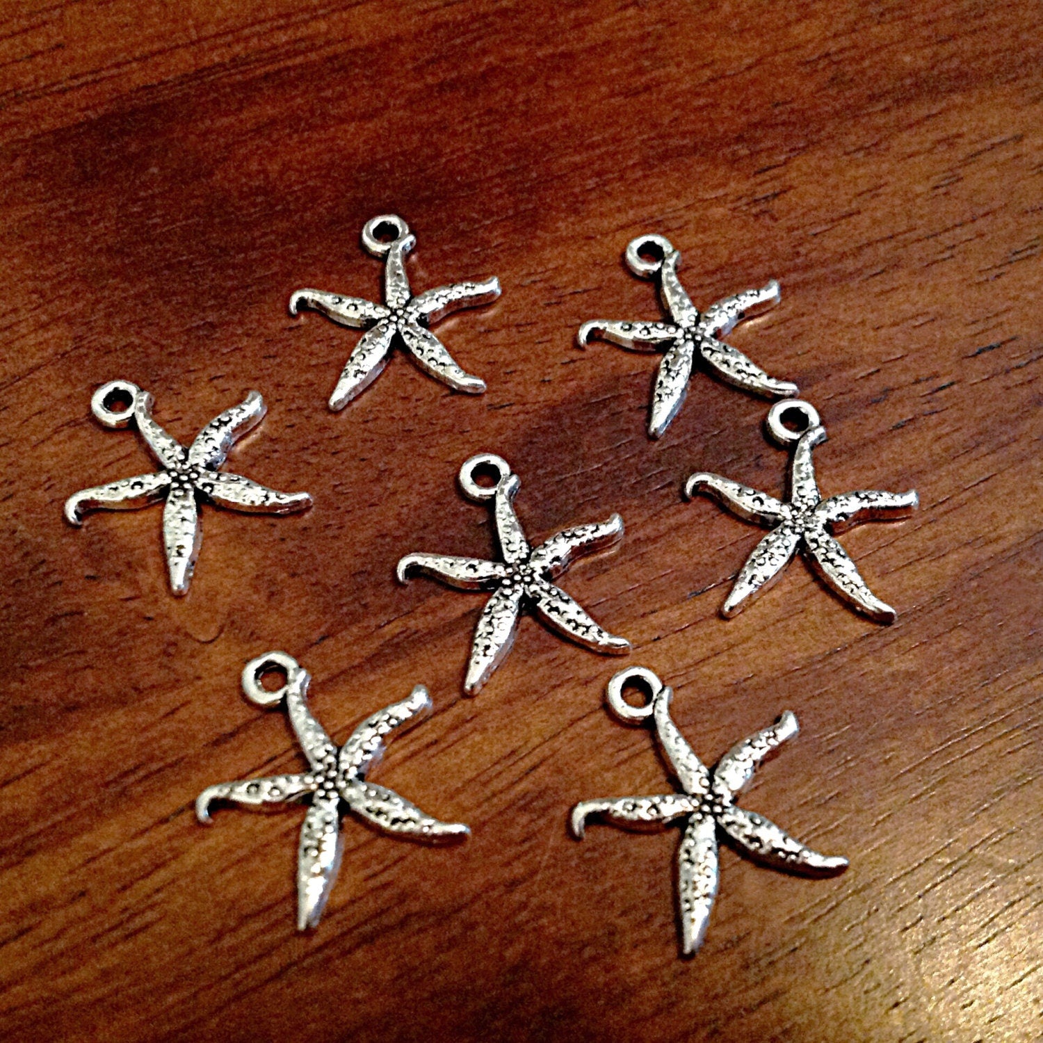25pcs, Starfish Charms, Antique Silver Charms, Starfish, Star Fish Charms, Sea Shell Charms, Beach Charms, Jewelry and Craft Supplies