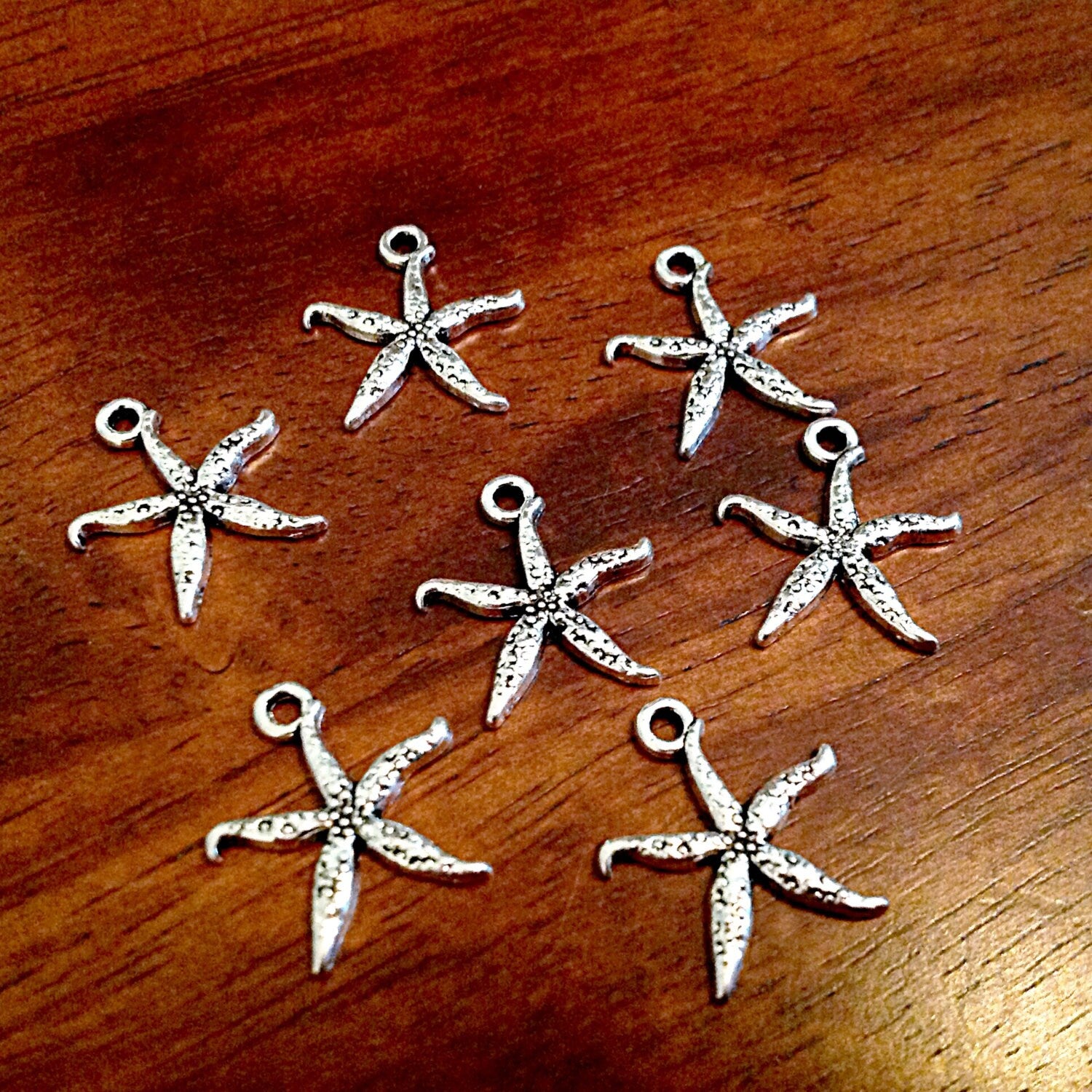 25pcs, Starfish Charms, Antique Silver Charms, Starfish, Star Fish Charms, Sea Shell Charms, Beach Charms, Jewelry and Craft Supplies