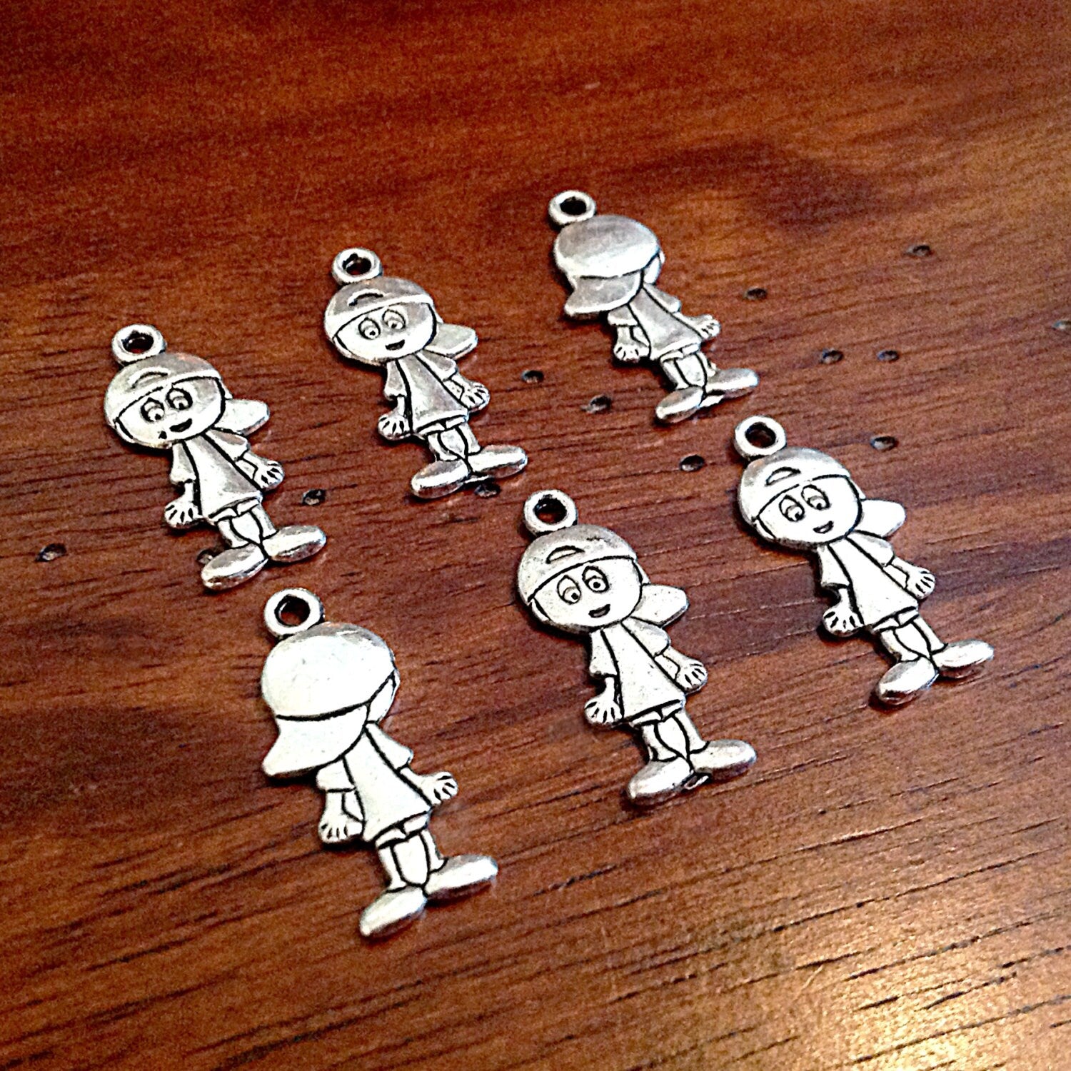 15pcs Large Boy Charms, Antique Silver Charms, Large Boy Charms, Baby Charms, Double Sided Boy Charm, Findings, Jewelry & Craft Supplies