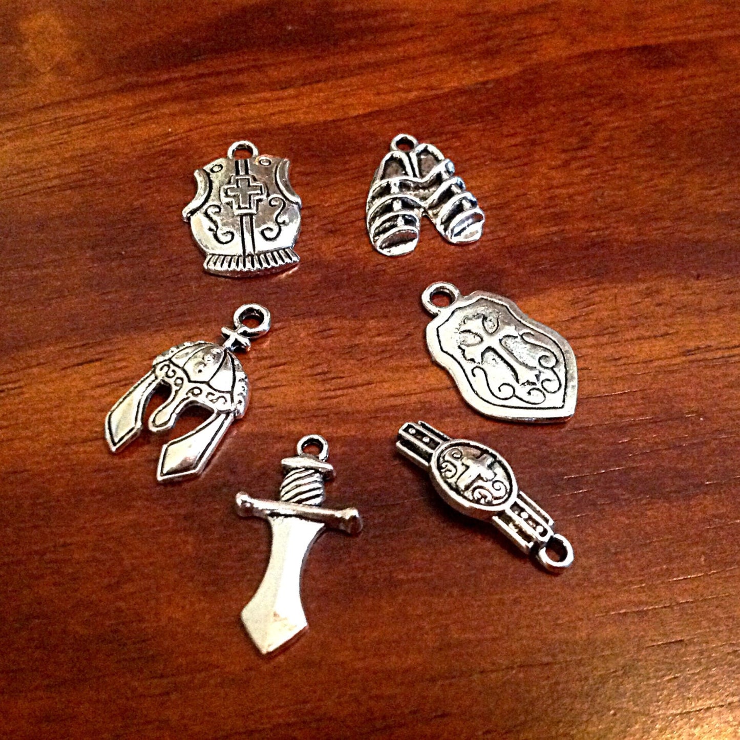 20 Sets, Armor of God Charm Sets, Full Armor Of God Charms, 20 each of the Belt Charms, Shield Charms, Breastplate, Helmet, Sword, Shoes