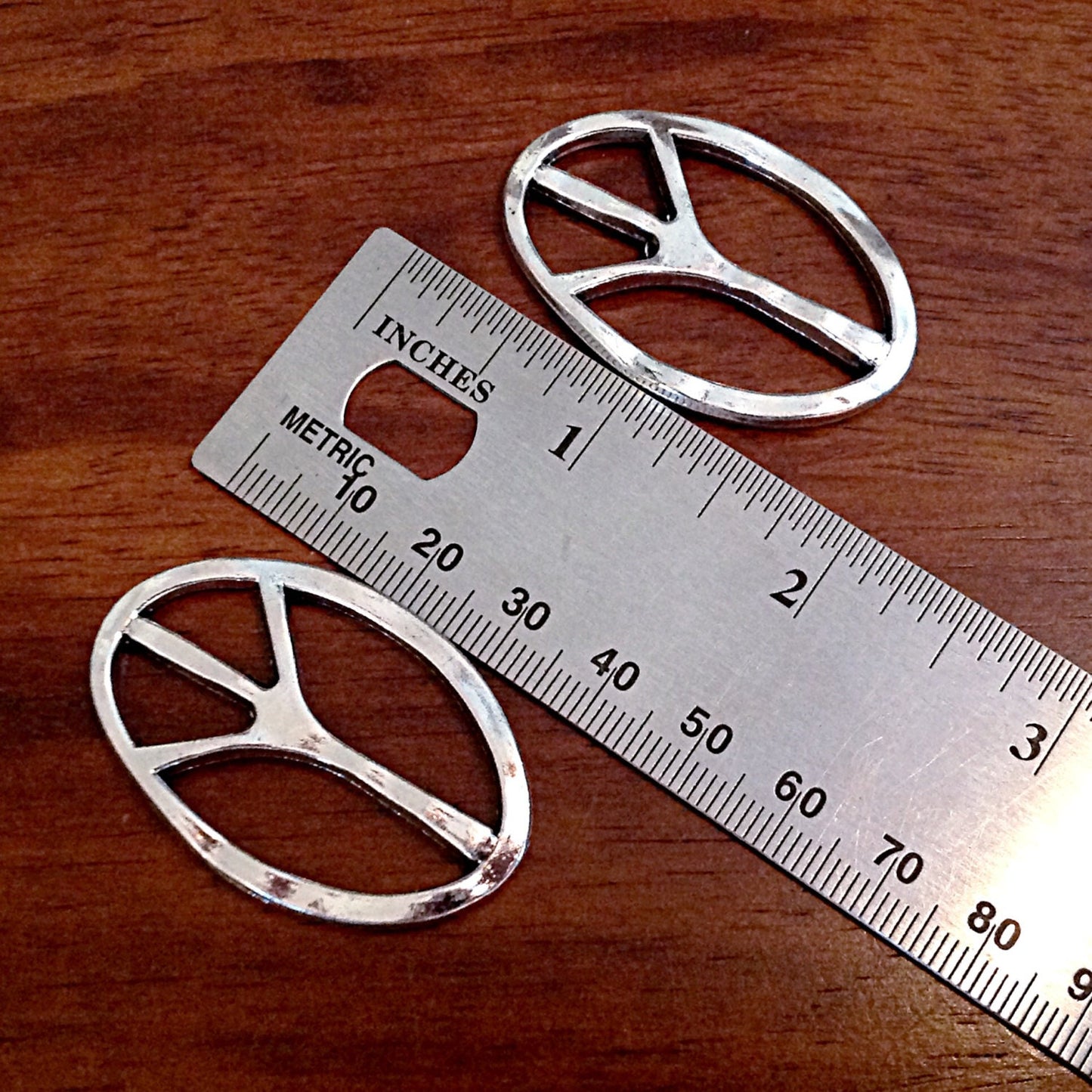 3 Peace Sign Pendants, Silver Peace Connector Pendants, Yoga Charms, Zen Charms, Love and Peace, Large Peace Sign Connector Charms, Findings