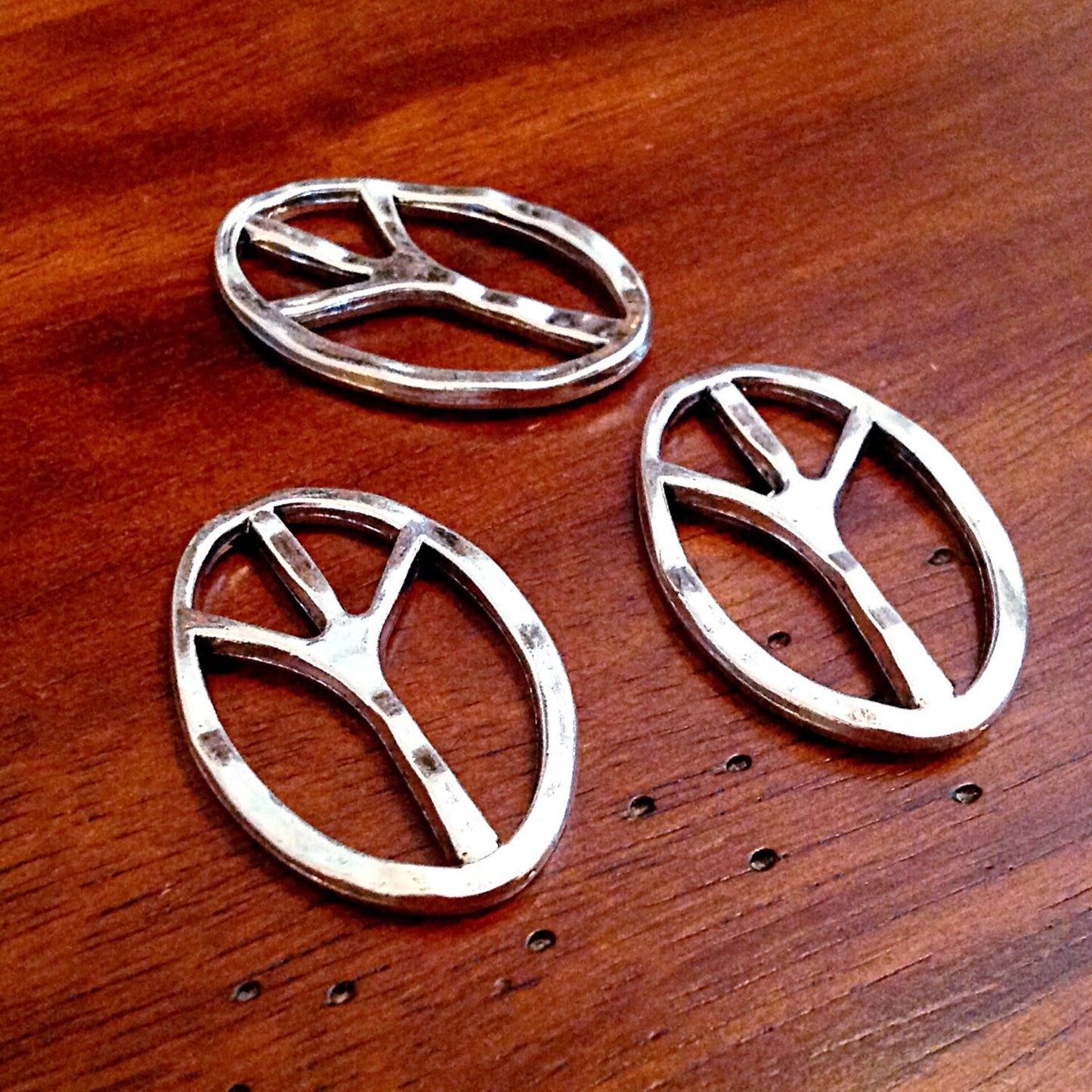 3 Peace Sign Pendants, Silver Peace Connector Pendants, Yoga Charms, Zen Charms, Love and Peace, Large Peace Sign Connector Charms, Findings