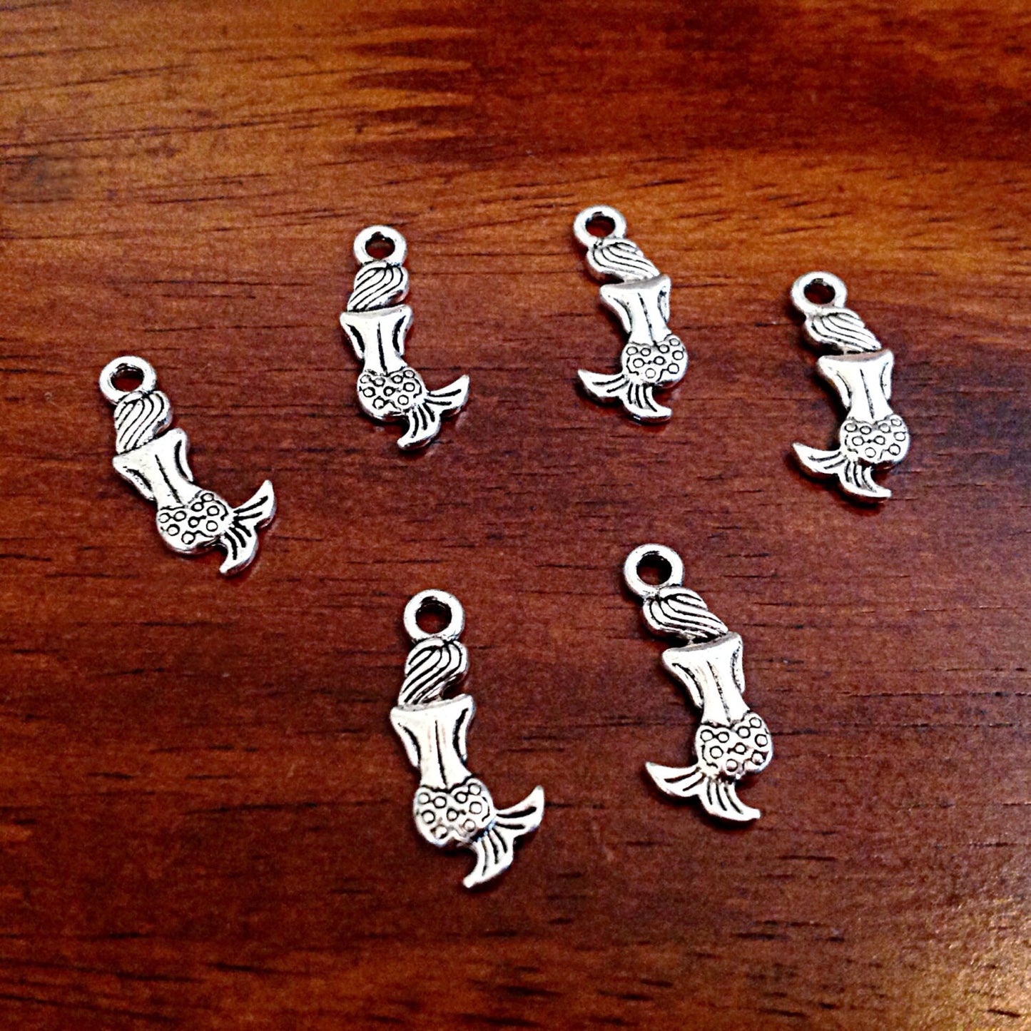 25pcs, Mermiad Charms, Antique Silver Charms, Silver Mermaid Charms, Double Sided Mermaid Charms, Fish Charms, Crafts and Jewelry Supplies