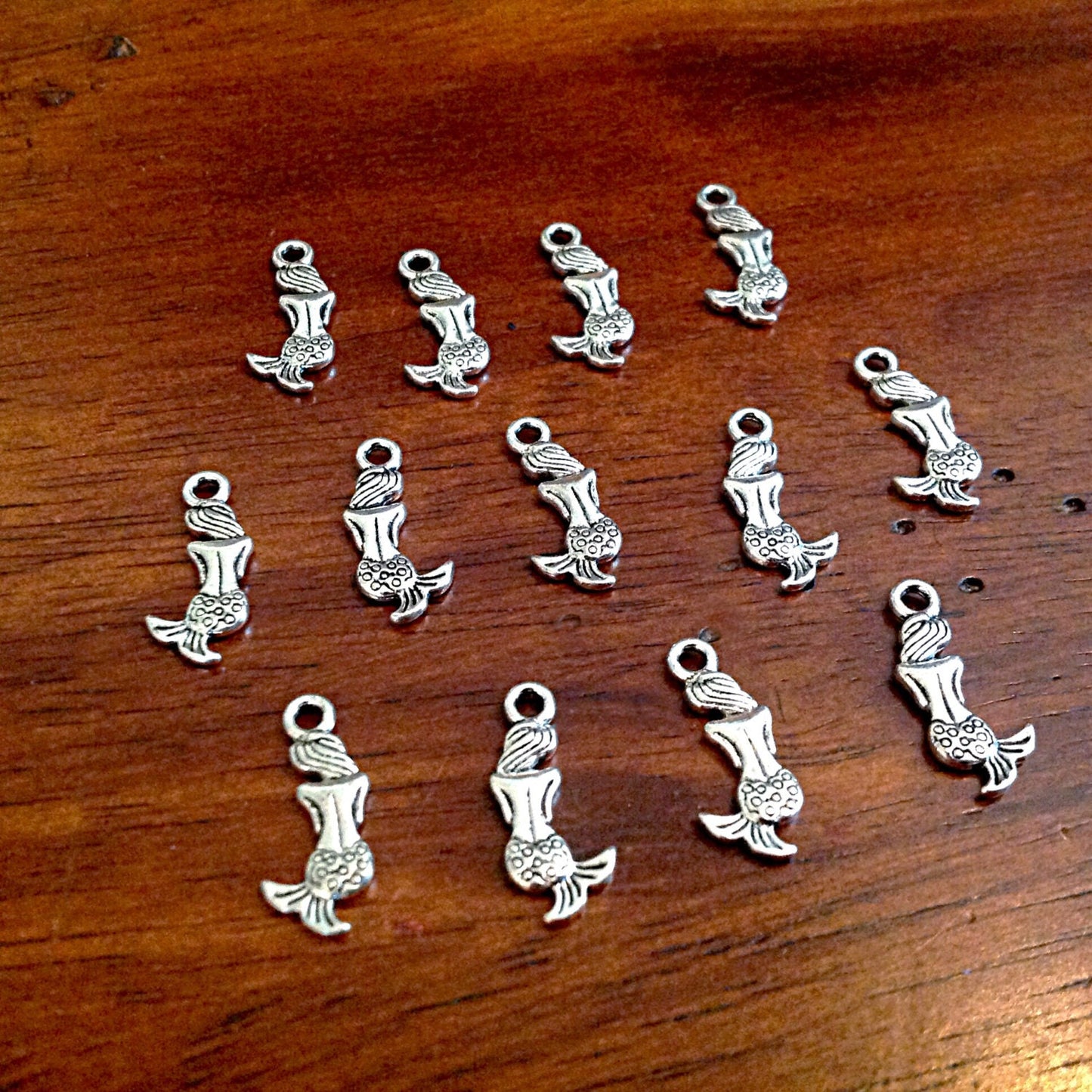 25pcs, Mermiad Charms, Antique Silver Charms, Silver Mermaid Charms, Double Sided Mermaid Charms, Fish Charms, Crafts and Jewelry Supplies