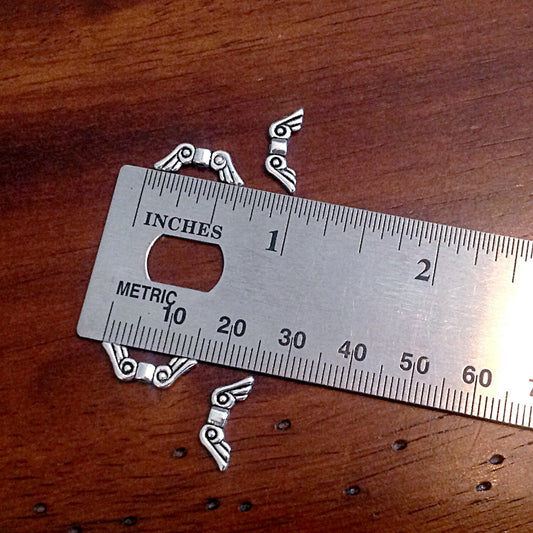 Bulk 25 Angel Wing Charms, 15mm, Antique Silver Charms, Findings, Wing Connectors, Connector Charms, Double Sided, Craft & Jewelry Supplies