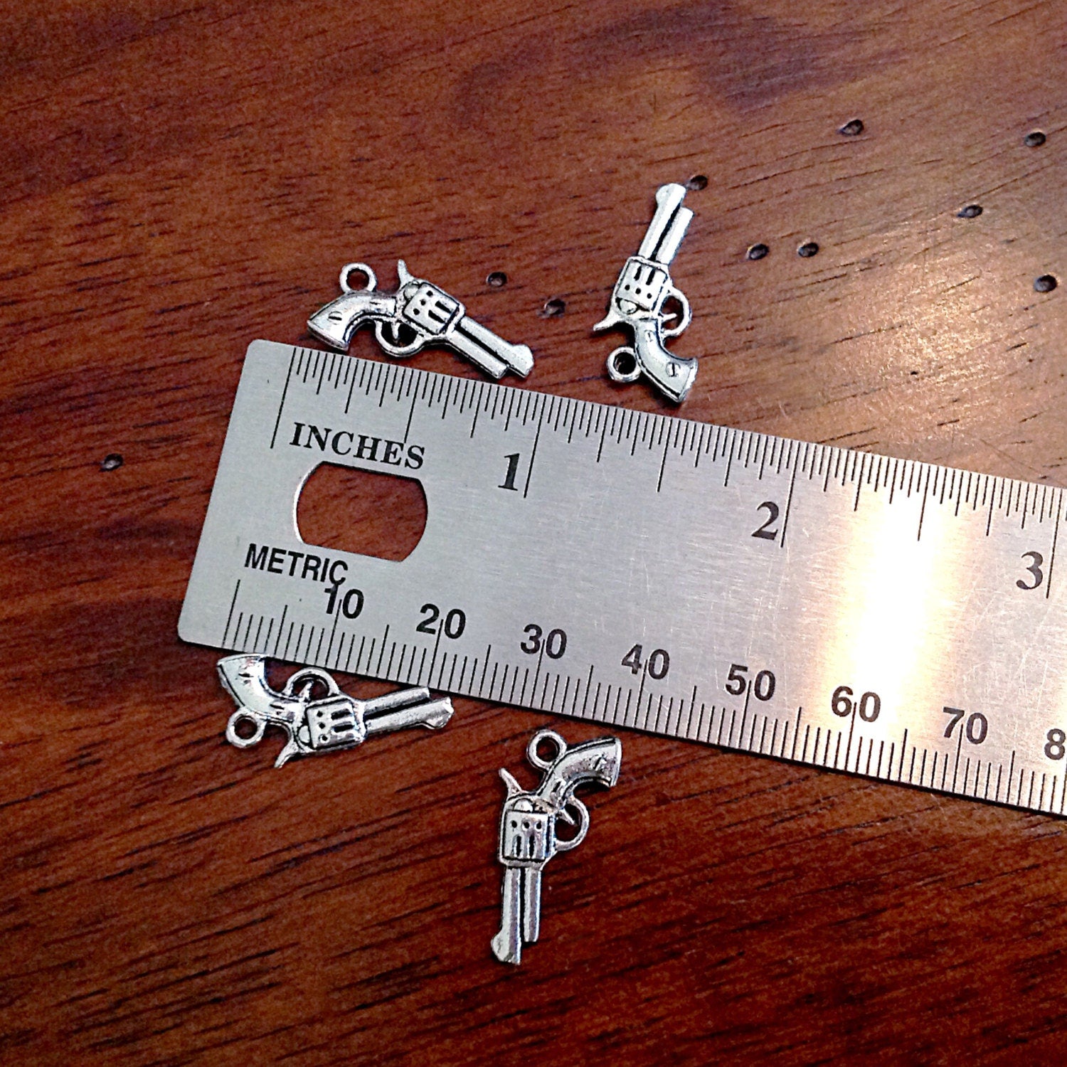 20pcs, Pistol Charms, Antique Silver Charm, 3D Pistol Charms, Gun Charms, Double Sided Gun Charms, Jewelry and Craft Supplies, Finding