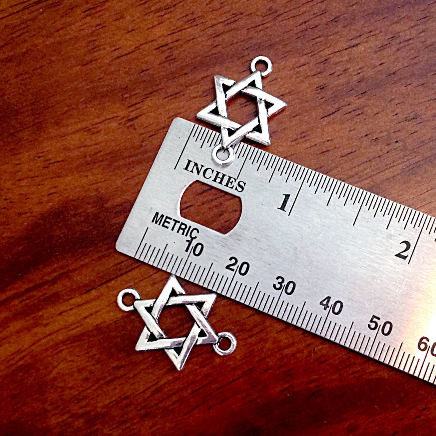 12pcs, Connector Charms, Star of David Connector Charms, Bracelet Connector Charms, Jewish Charms, Bracelet Connectors, Star of David Charm