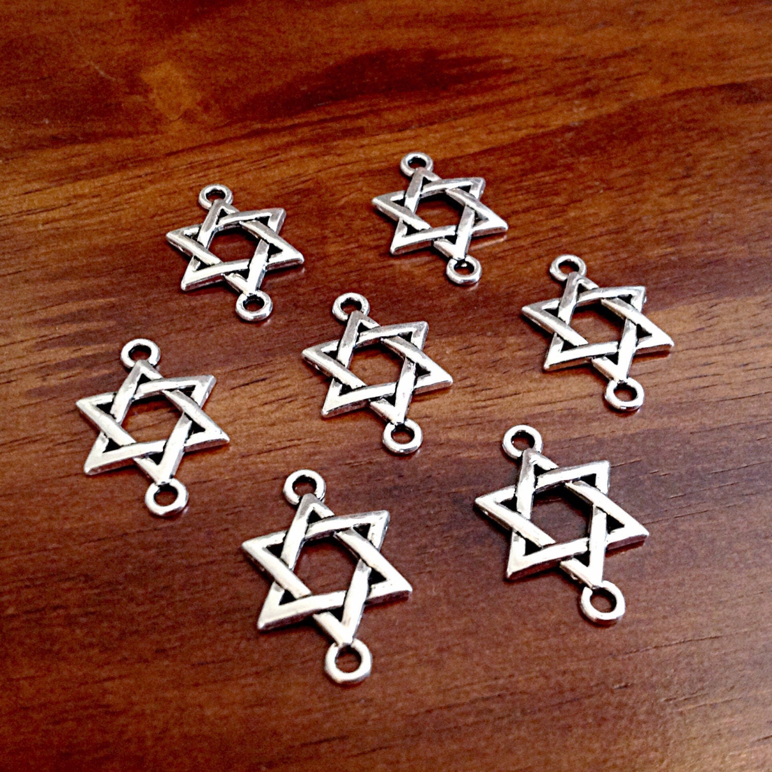12pcs, Connector Charms, Star of David Connector Charms, Bracelet Connector Charms, Jewish Charms, Bracelet Connectors, Star of David Charm