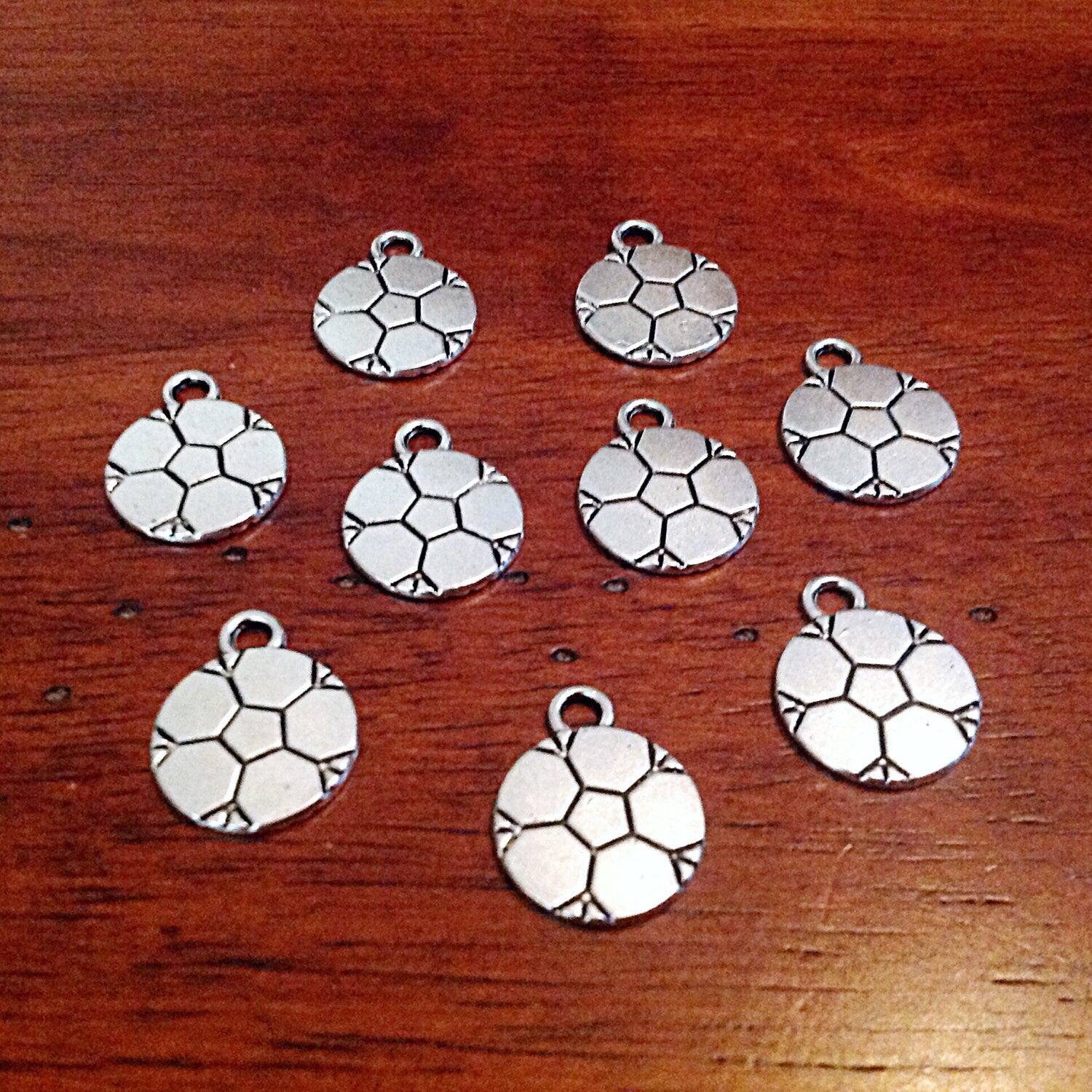 Bulk 20 Soccer Ball Charms, Ball Charms, Double Sided Soccer Ball Charms, Soccer Charms, Jewelry and Craft Supplies, Findings