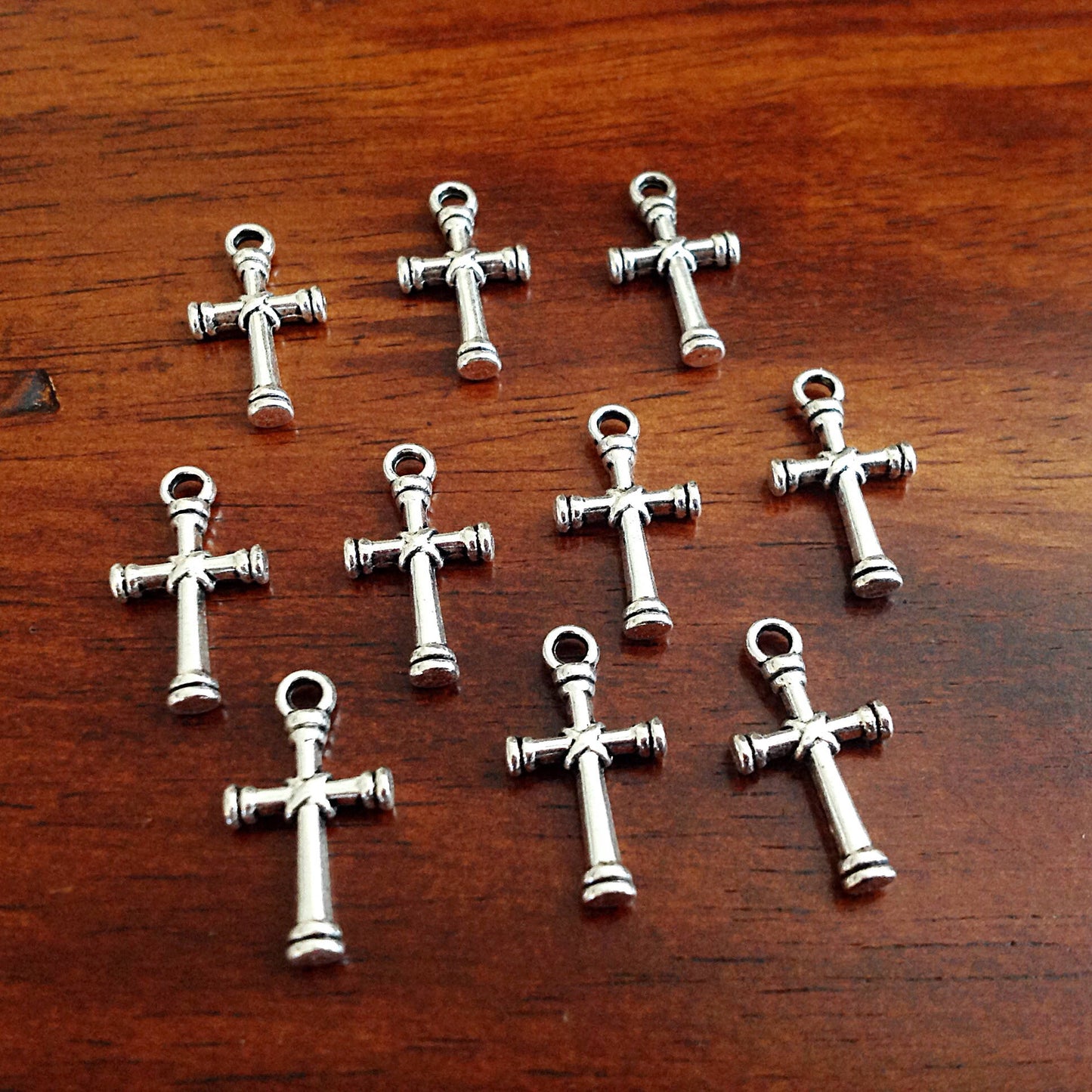 25pcs, Cross Charms, Antique Silver Charms, Cross Pendants, Crucifix Charms, Fancy Cross Charms, Findings, Crafts and Jewelry Supplies
