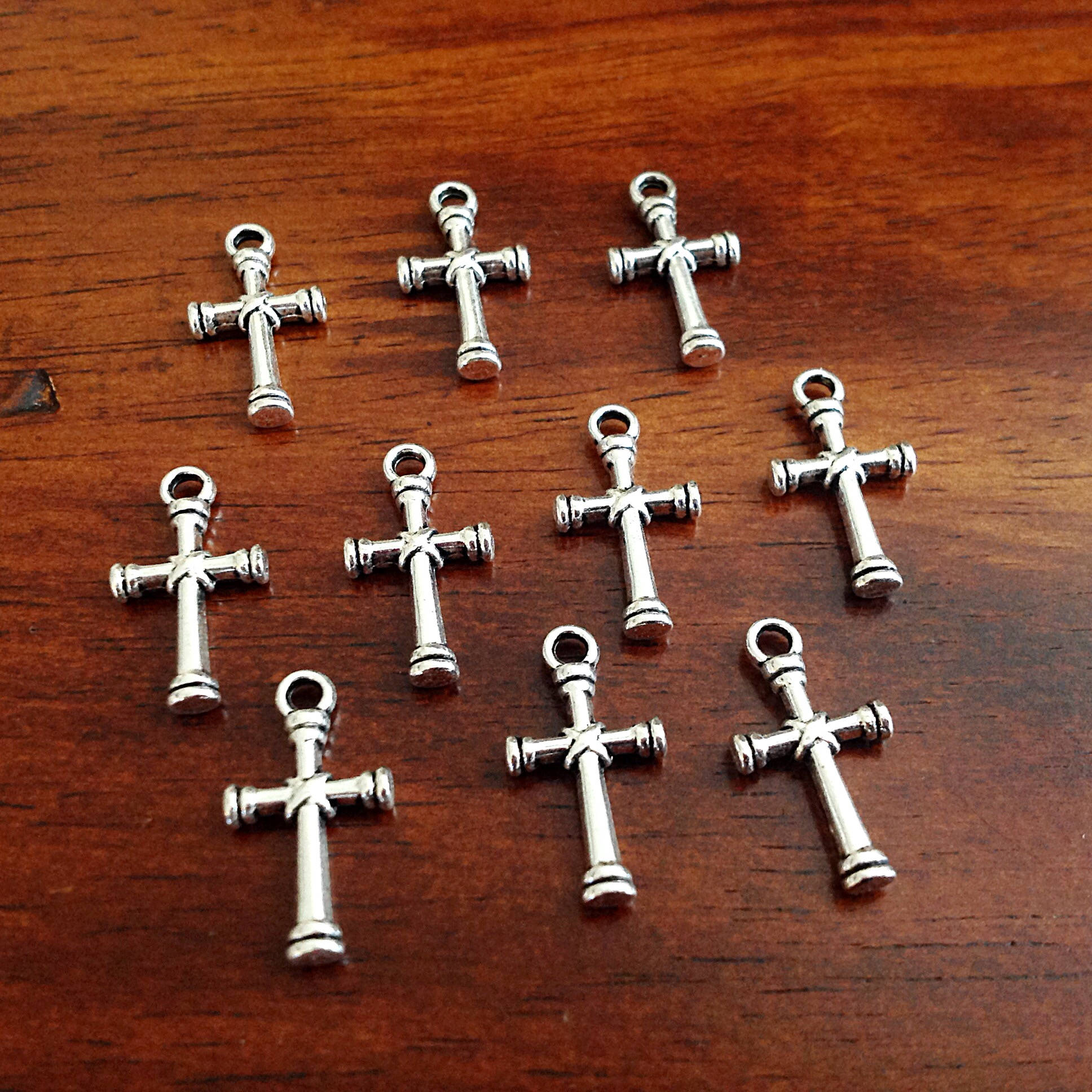 25pcs, Cross Charms, Antique Silver Charms, Cross Pendants, Crucifix Charms, Fancy Cross Charms, Findings, Crafts and Jewelry Supplies