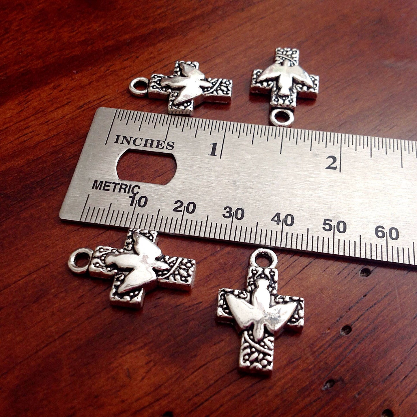 12pcs, Cross Charms, Dove Charms, Antique Silver Charms, Cross with Dove Charms, Armor of God Charm, Craft and Jewelry Supplies, Findings