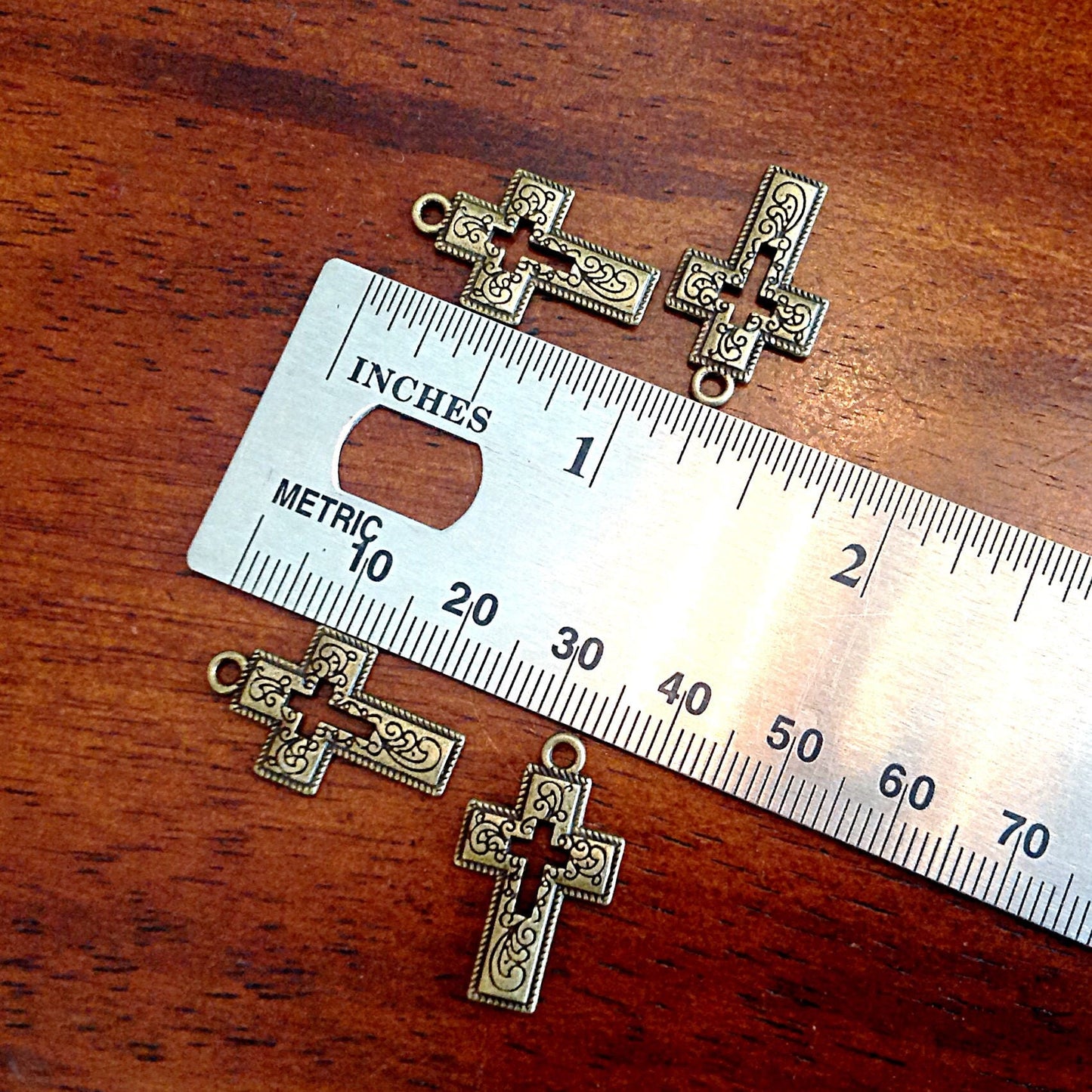 Bulk 25 Cross Charms, Antique Bronze Charms, Hollow Cross Charms, Inside Cross, Double Sided Cross, Findings, Craft and Jewelry Supplies