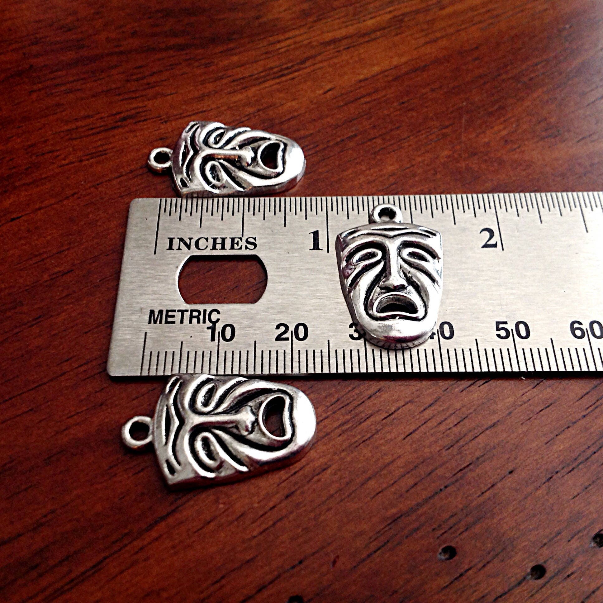 20pc Drama Charms, Antique Silver Mask Charms, Tradgety Charms, Theater Charms, Silver Drama Charms, Findings, Crafting and Jewelry Supplies