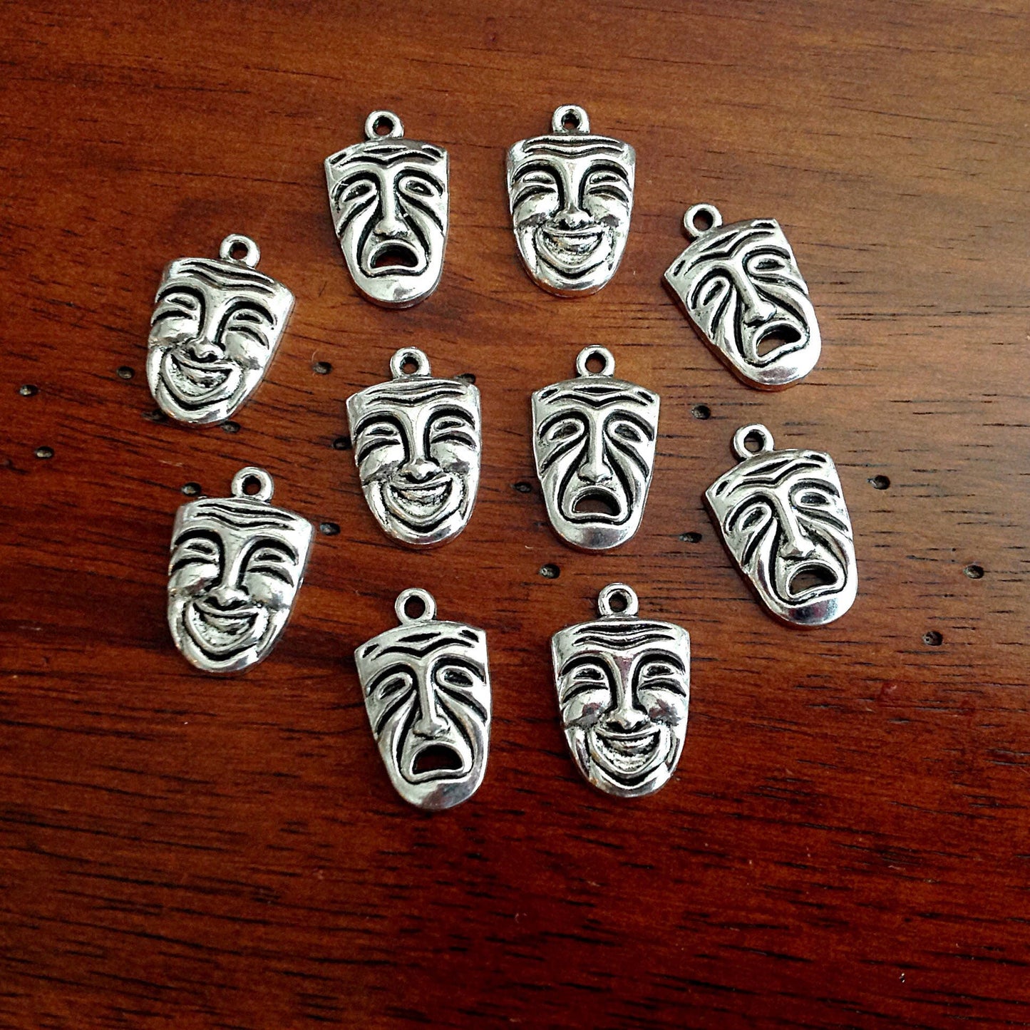 20pc Drama Charms, Antique Silver Mask Charms, Tradgety Charms, Theater Charms, Silver Drama Charms, Findings, Crafting and Jewelry Supplies