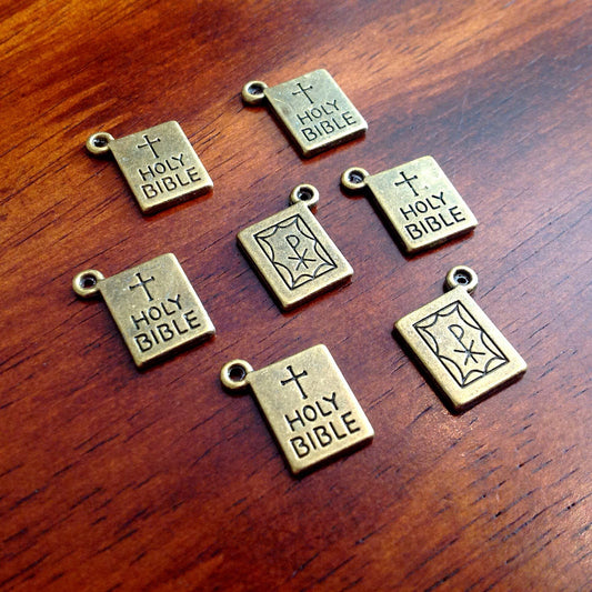 20pcs, Bible Charms, Bronze Bible Charms, Holy Bible Charms, Double Sided Bible Charms, Word Charms, Book Charms, Bible Pendants, Findings