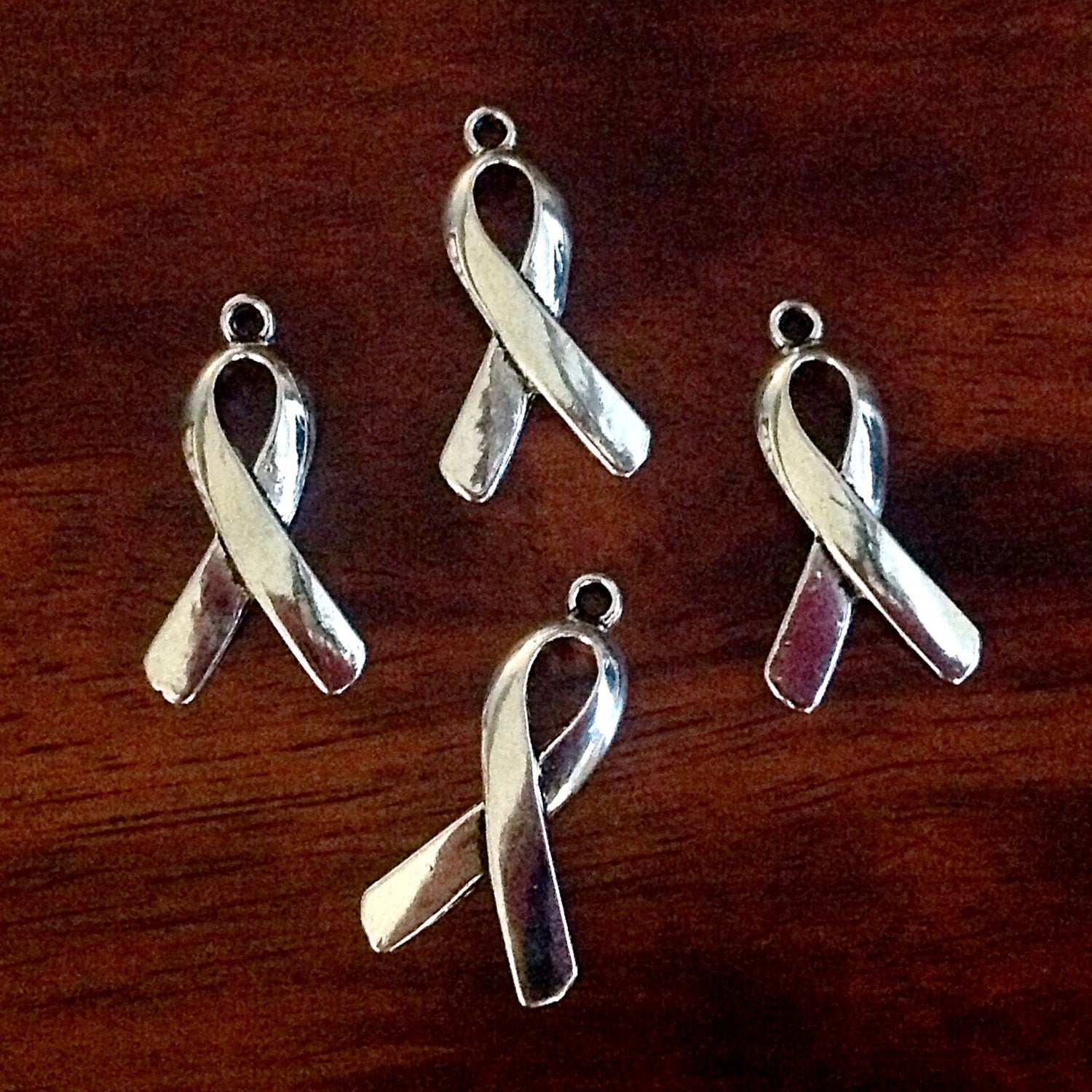 12 Silver Ribbon Charms, Awareness Ribbon Charms, Large Ribbon Charms, Hope Charms, Antique Silver Ribbon, Hope Ribbon Charms, Findings