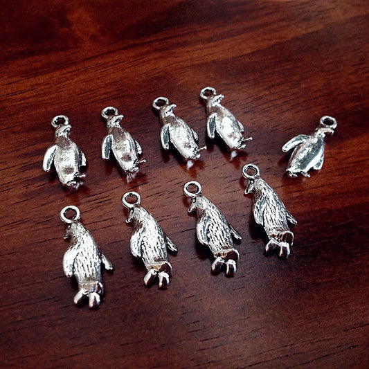 Penguin Charms, 20pcs, Antique Silver Charms, 3D Penguin Charms, Emperor Penguin Charms, Seal Charms, Antarctica Charms, Findings