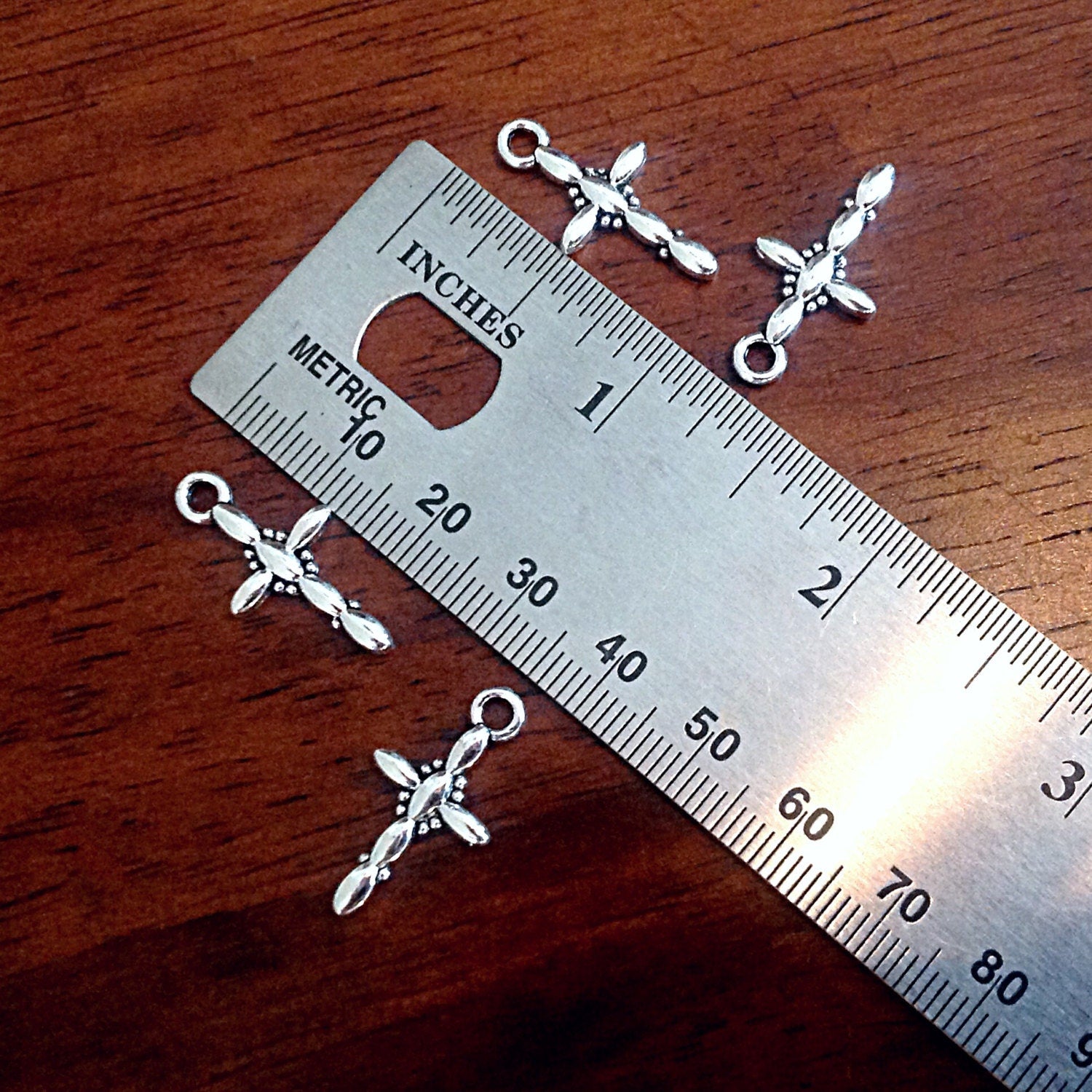 15 Silver Cross Charms, Antique Silver Charms, Cross Charms, Rosary Cross Charms, Double Sided Cross Charms, Fancy Cross Charms, Findings