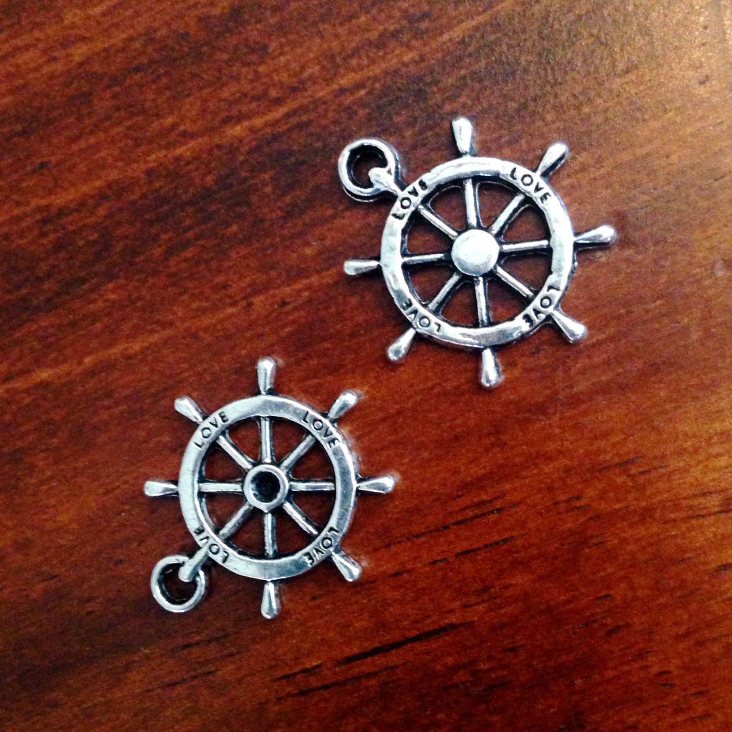 Helm Charms, 20pcs, Wheel Charms, Nautical Charms, Sailboat Wheel Charms, Ship Charms, Maritine Charms, Navigation Charms, Anchor Charms