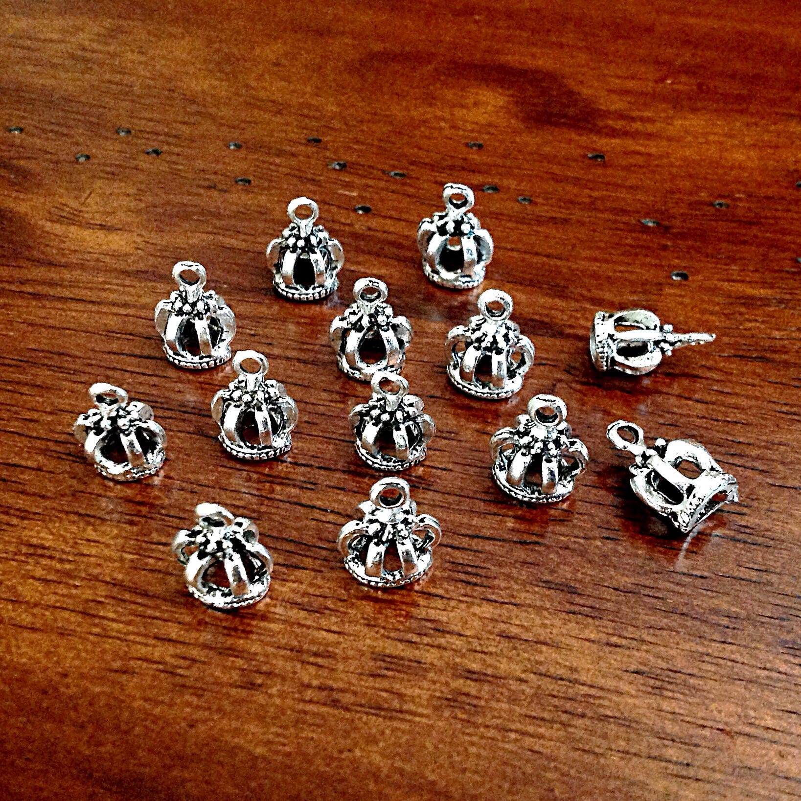 15 Crown Charms, Princess Charms, Antique Silver Charms, Silver Crown Charms, 3D Crown Charms, Double Sided Crown Charm, Findings, Crafts