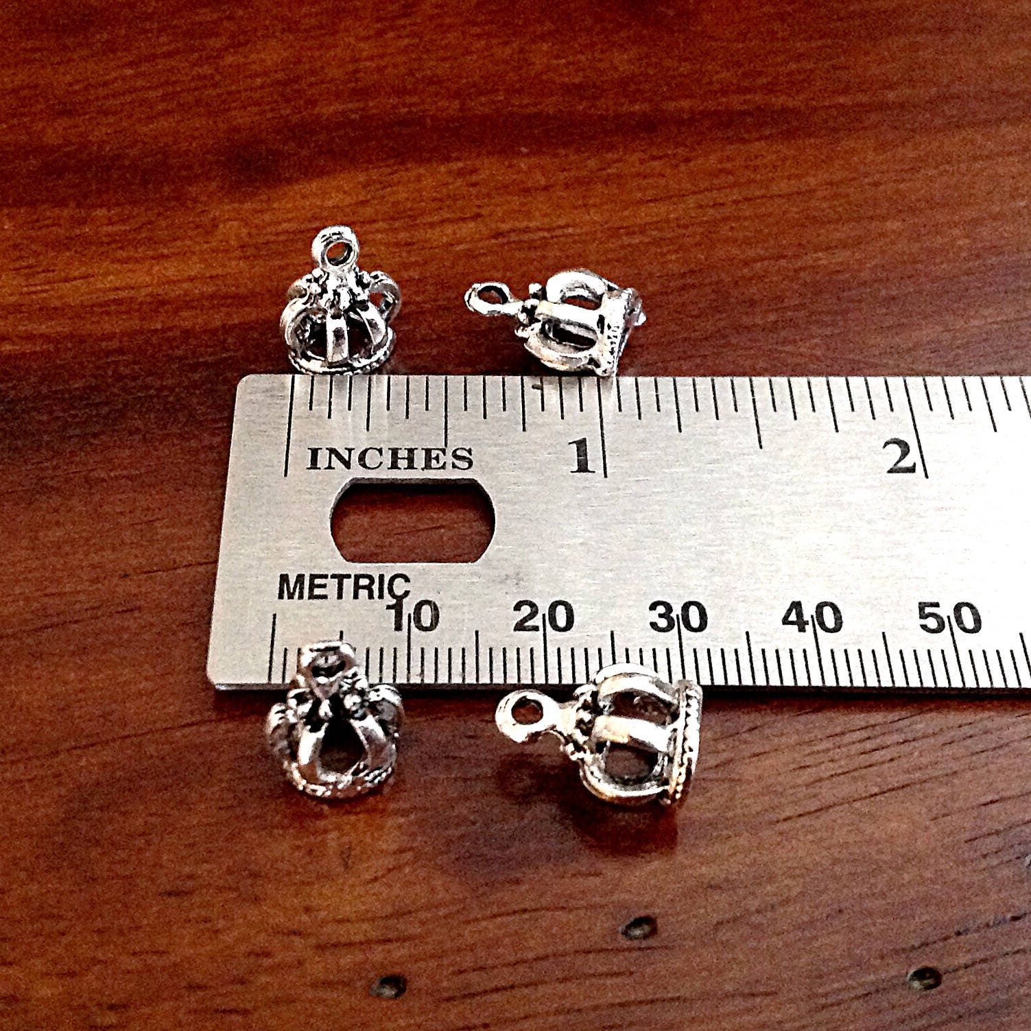 15 Crown Charms, Princess Charms, Antique Silver Charms, Silver Crown Charms, 3D Crown Charms, Double Sided Crown Charm, Findings, Crafts