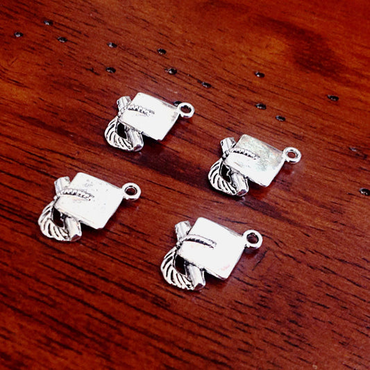 40pcs Graduation Cap Charms, Graduation Charms, Cap and Gown Charms, School Charms, Graduation Hat Charms, Diploma Charms, Findings