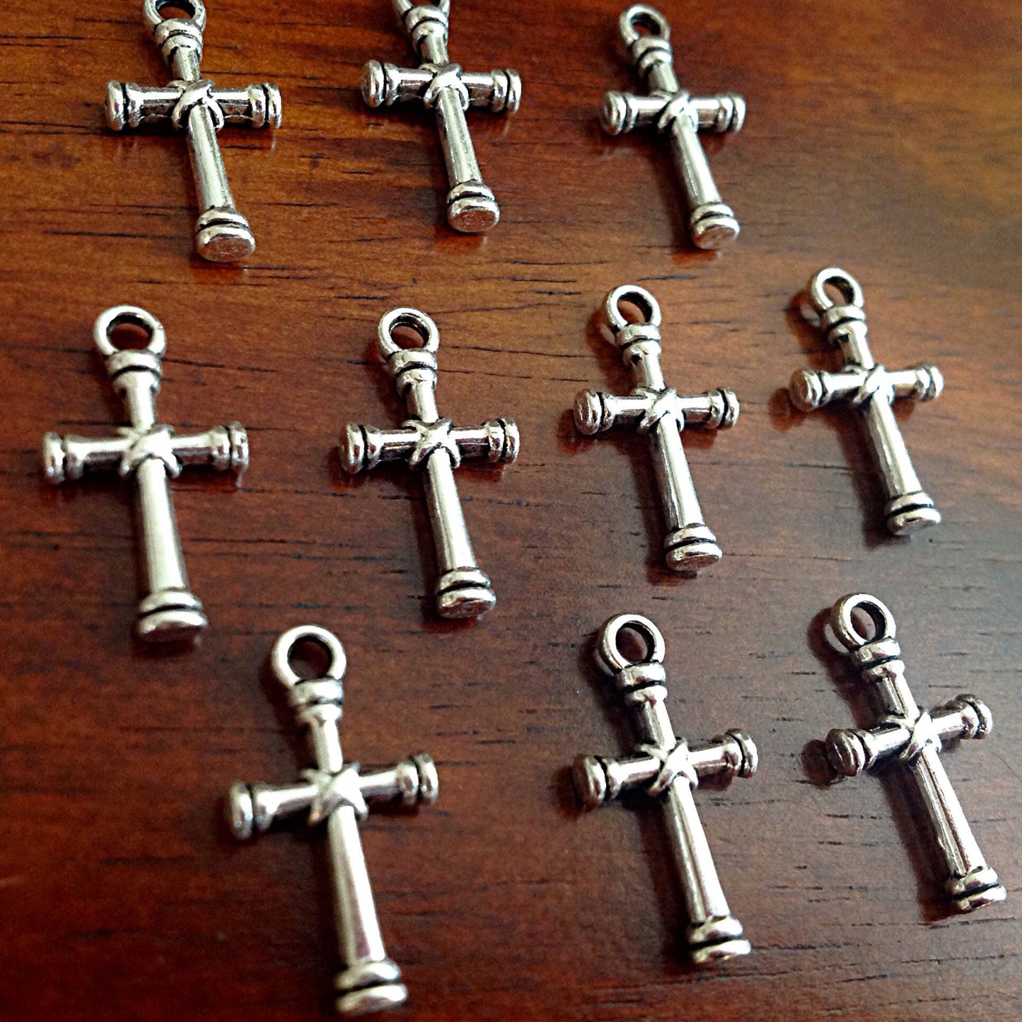 25pcs, Cross Charms, Antique Silver Charms, Cross Pendants, Crucifix Charms, Fancy Cross Charms, Findings, Crafts and Jewelry Supplies