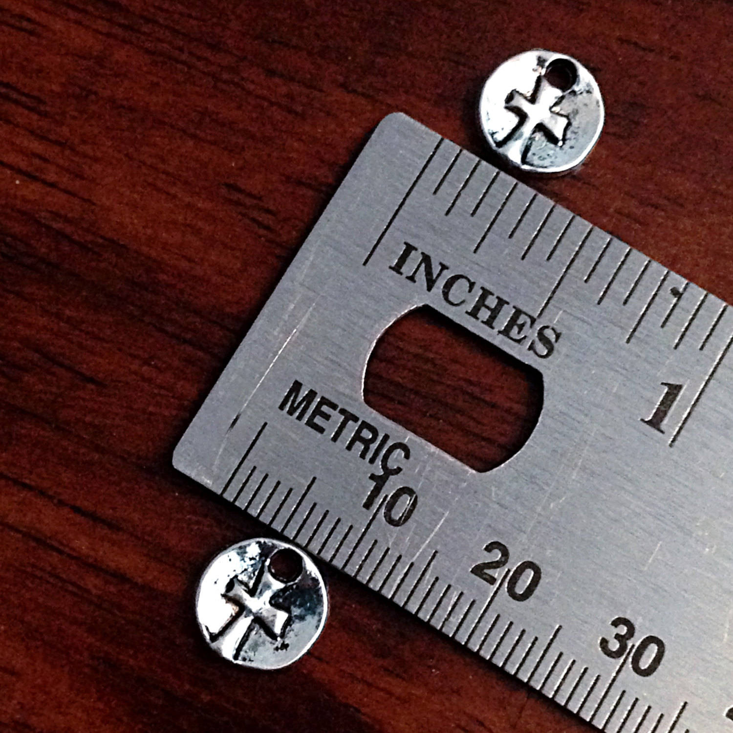 30pcs, Silver Cross Charm, Round Cross Charms, Hammered Cross Charms, Tiny Cross Charms, Double Sided Cross, Coin Cross Charms, Findings