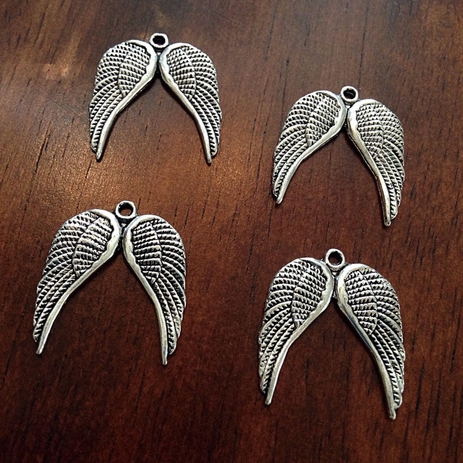 25pcs, Wing Charms, Silver Wings Charms, Antique Silver Wing Charms, Wings Charms, Double Wing Charms, Angel Wings Charms, Findings