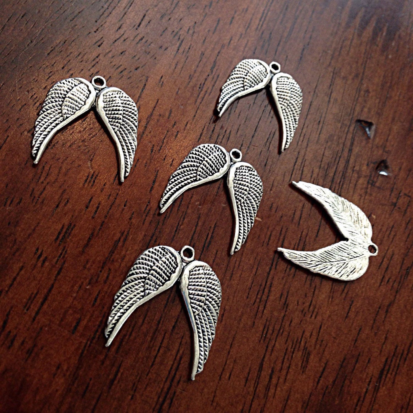 25pcs, Wing Charms, Silver Wings Charms, Antique Silver Wing Charms, Wings Charms, Double Wing Charms, Angel Wings Charms, Findings