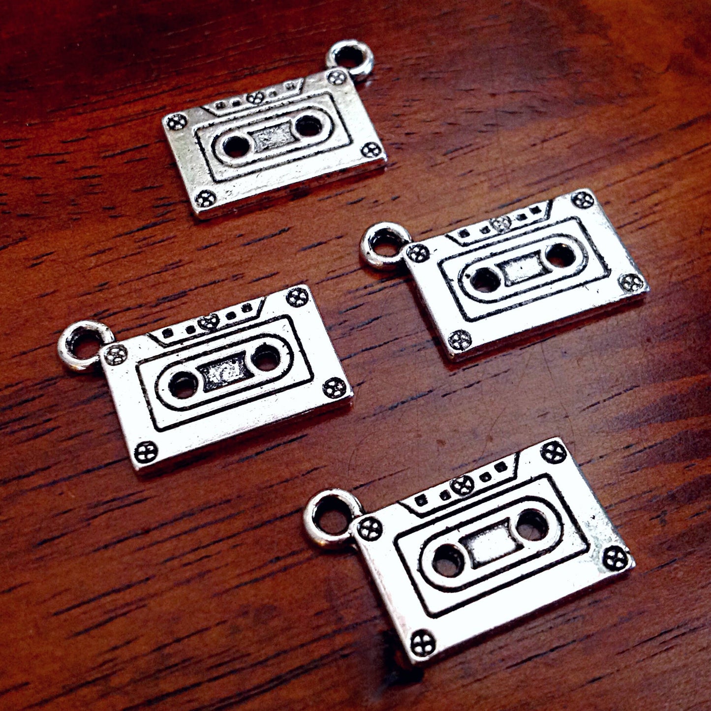 20pcs, Cassette Tape Charms, Antique Silver Charms, 3D Music Casstte Tape Charms, Music Charms,Crafts and Jewelry Supplies and Findings