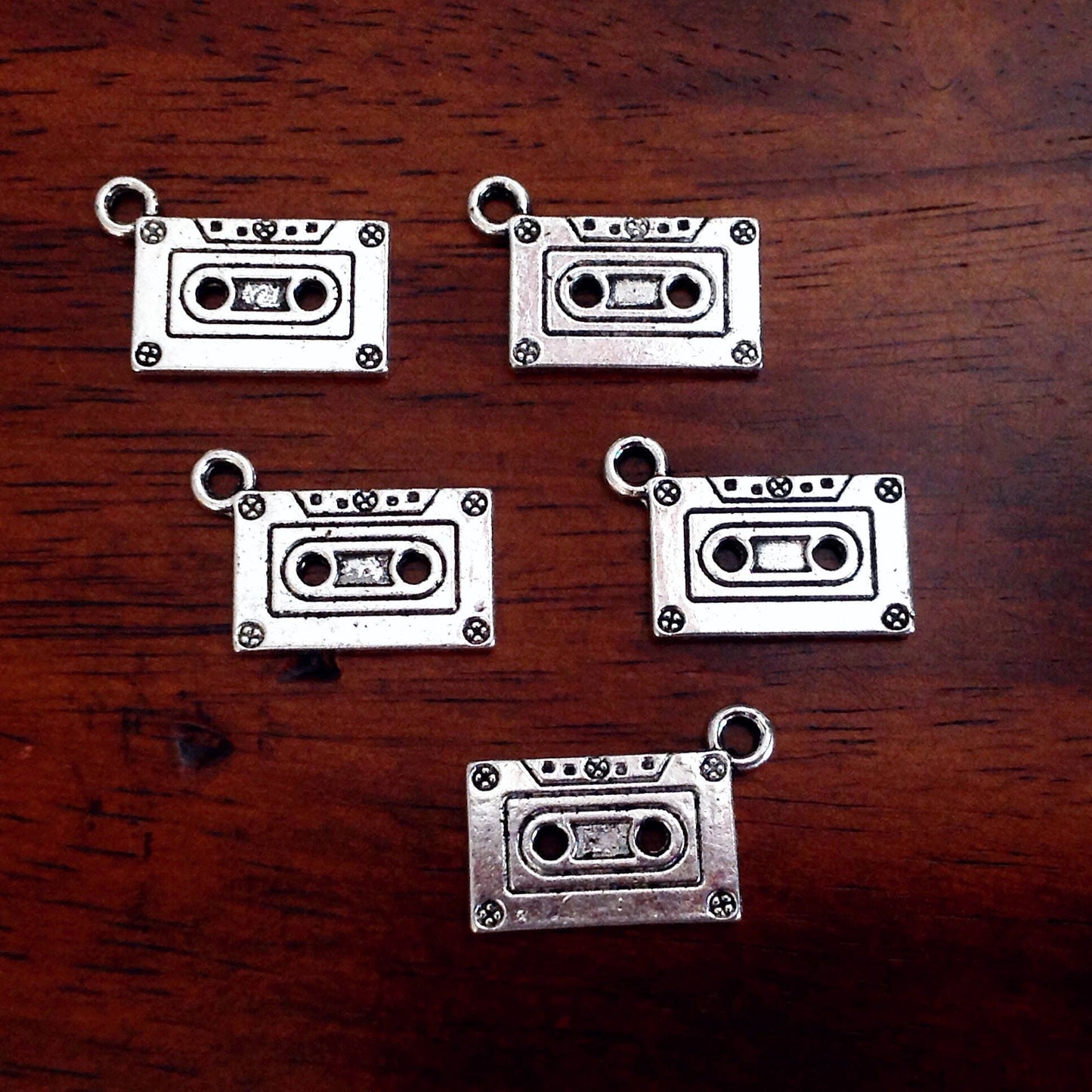 20pcs, Cassette Tape Charms, Antique Silver Charms, 3D Music Casstte Tape Charms, Music Charms,Crafts and Jewelry Supplies and Findings