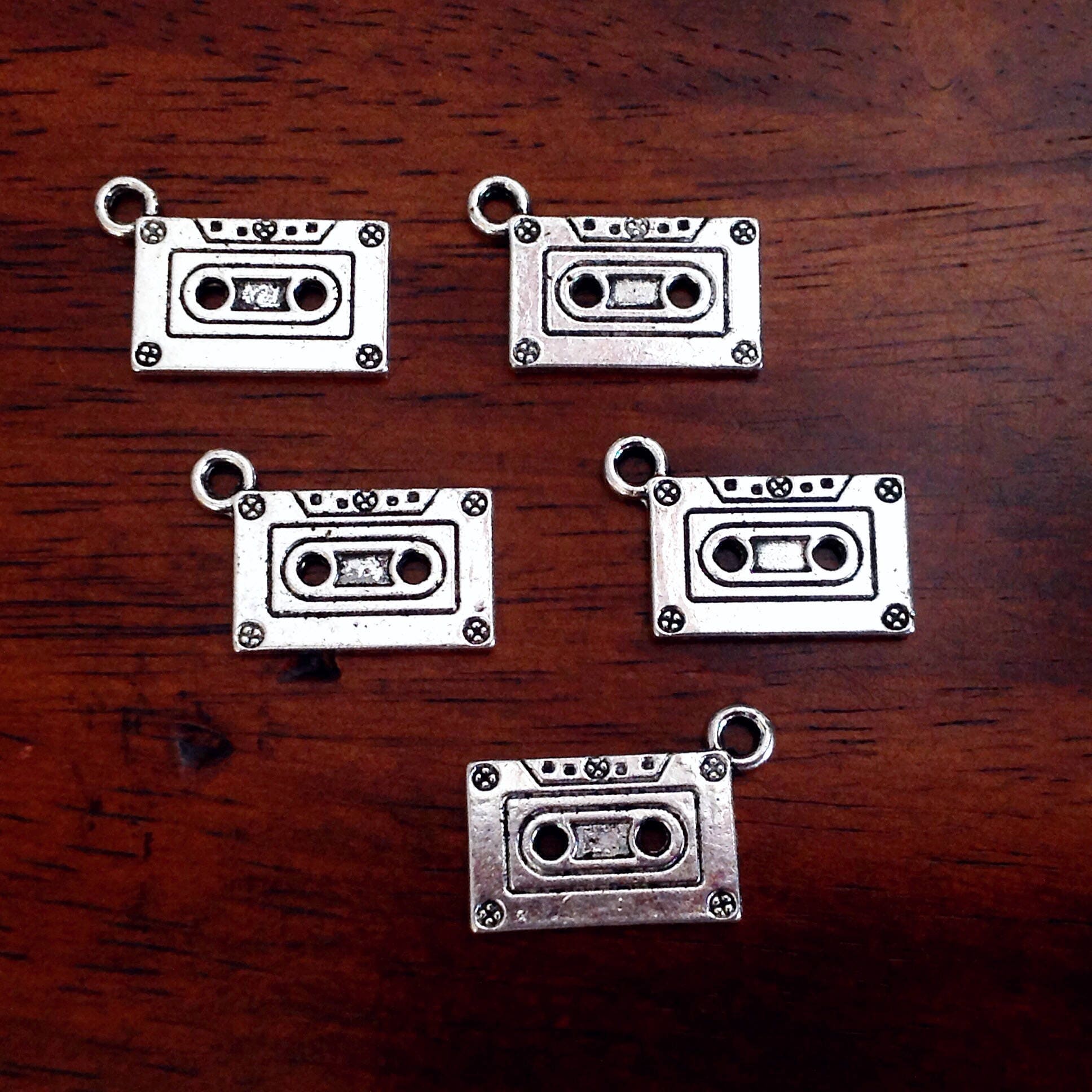 20pcs, Cassette Tape Charms, Antique Silver Charms, 3D Music Casstte Tape Charms, Music Charms,Crafts and Jewelry Supplies and Findings
