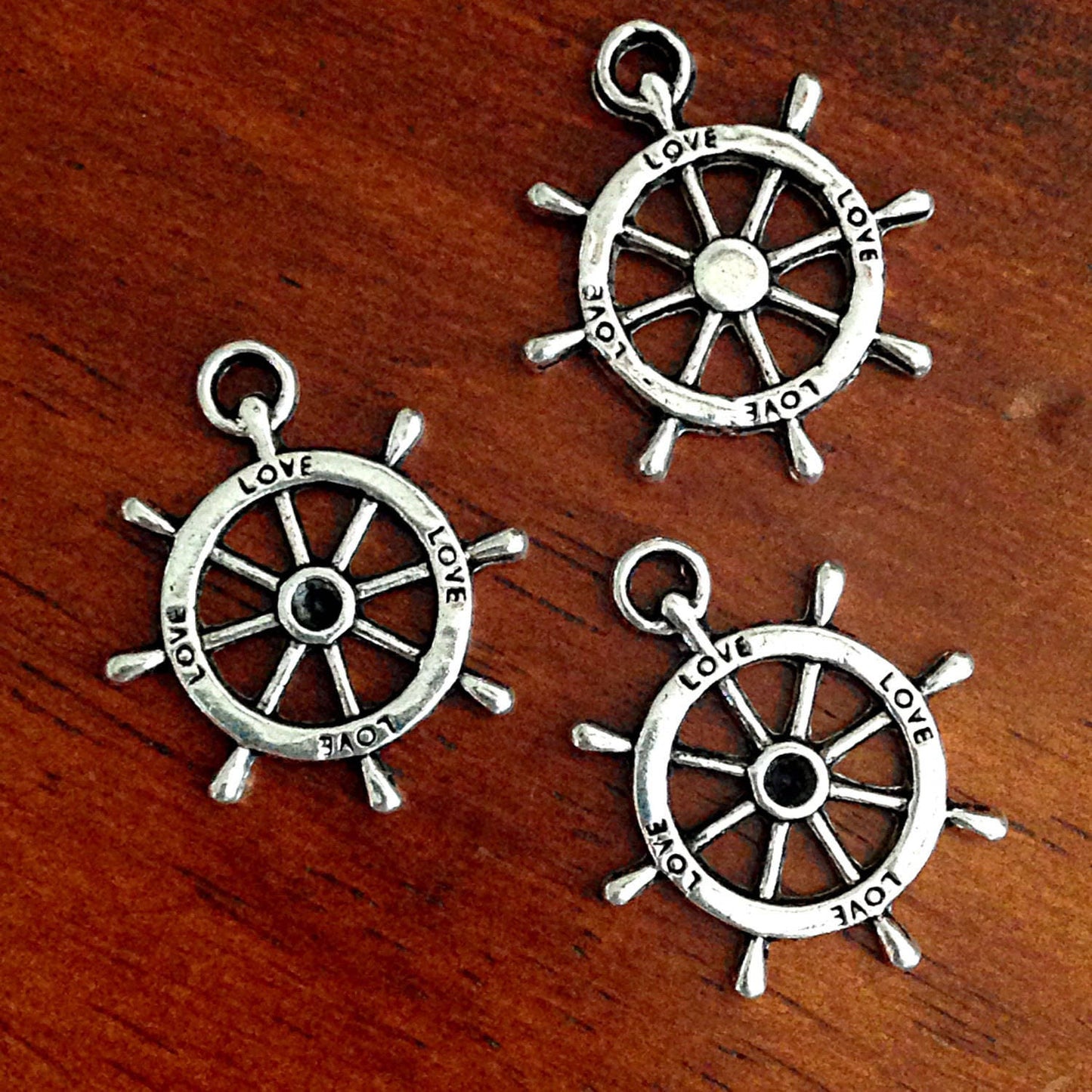 Helm Charms, 20pcs, Wheel Charms, Nautical Charms, Sailboat Wheel Charms, Ship Charms, Maritine Charms, Navigation Charms, Anchor Charms
