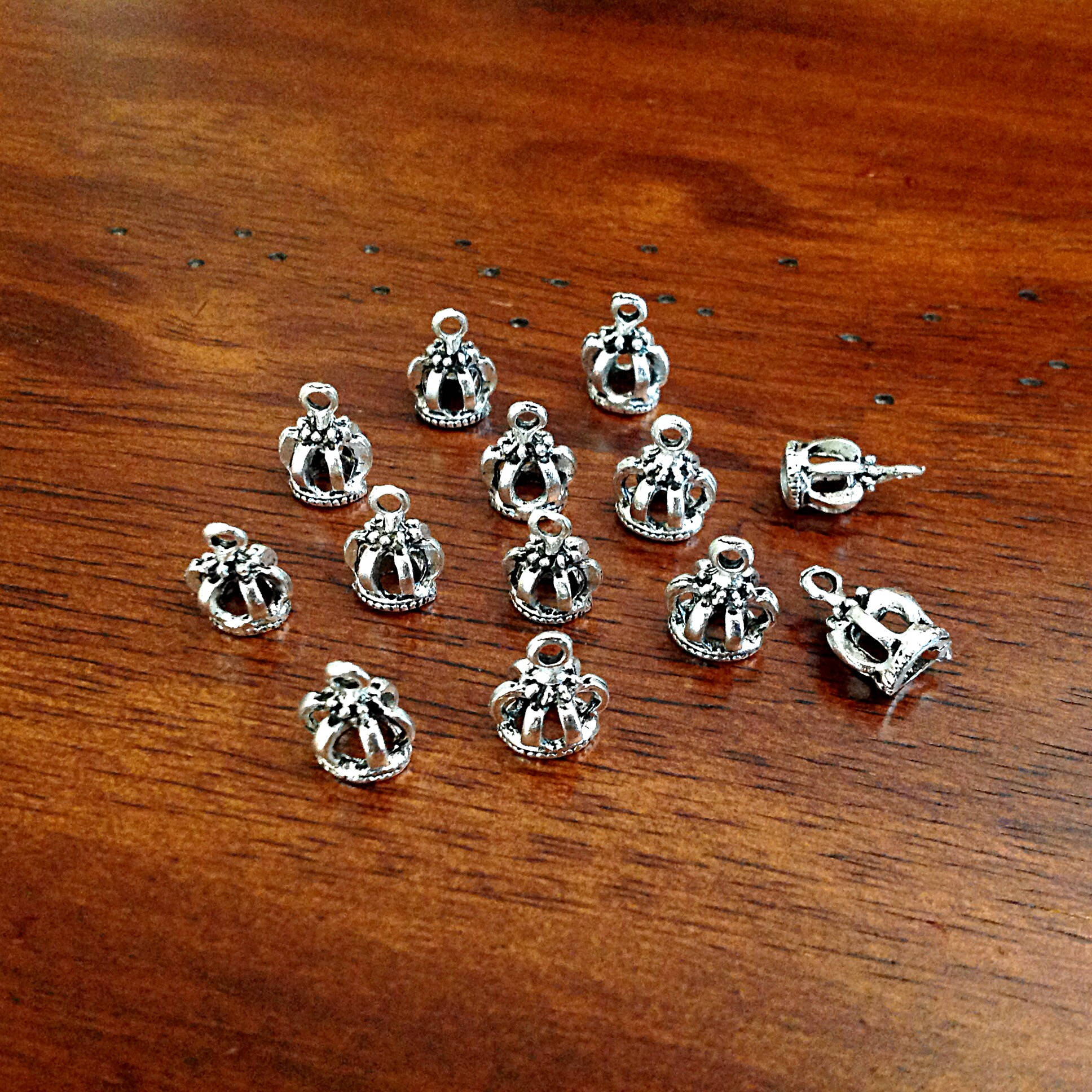 15 Crown Charms, Princess Charms, Antique Silver Charms, Silver Crown Charms, 3D Crown Charms, Double Sided Crown Charm, Findings, Crafts
