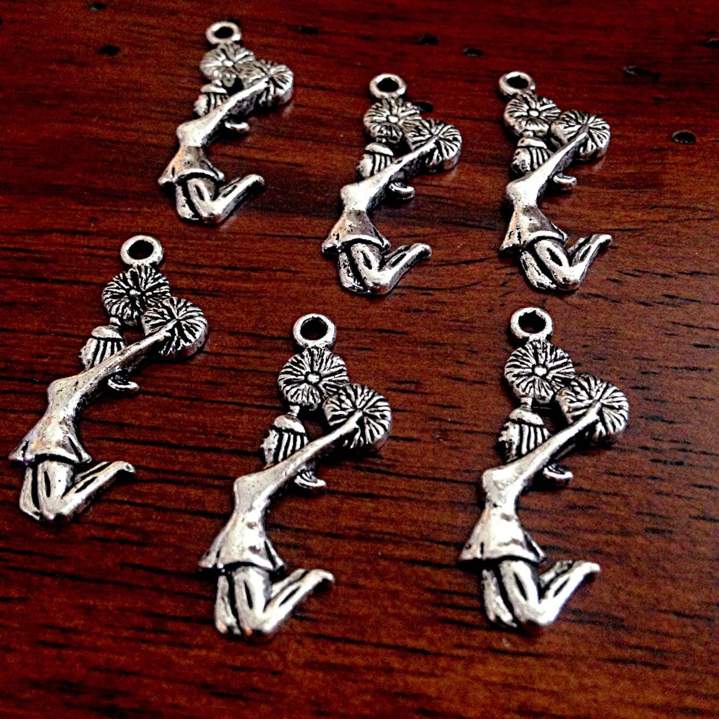 25pcs Cheerleading Charms, Antique Silver Charms, Cheer Charms, Cheerleader Charms, Football Charms, Pom Pom Charms, Sports Charms, Findings
