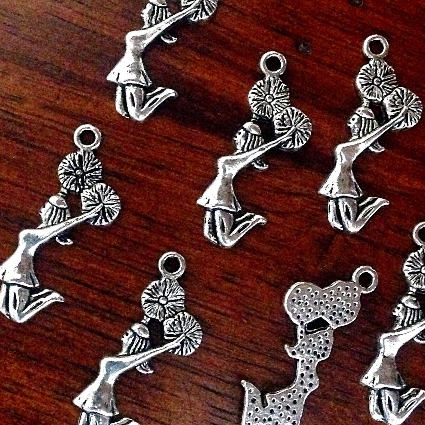 25pcs Cheerleading Charms, Antique Silver Charms, Cheer Charms, Cheerleader Charms, Football Charms, Pom Pom Charms, Sports Charms, Findings