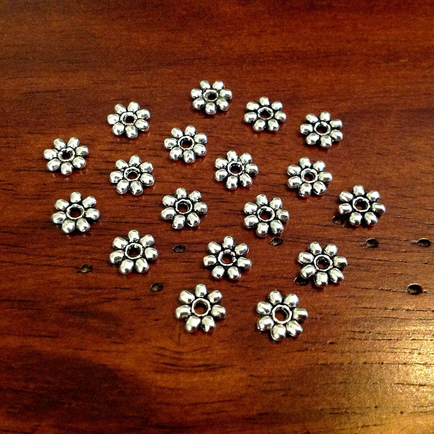 25pcs, Flower Spacer Beads, Connector Beads, Small Silver Spacer Beads, Flower Connector Beads, Silver Spacer Beads, Craft Supplies, Finding