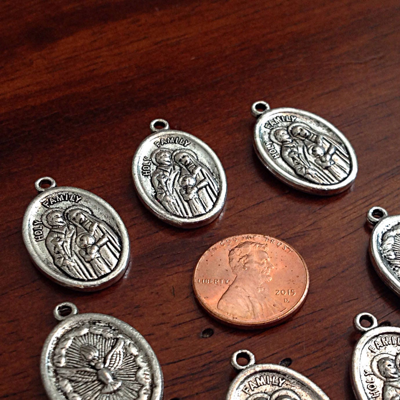 10pcs, Holy Family Charms, Holy Family Medals, Catholic Medals, Religious Medallons, Rosary Charms, Mother Mary Charms, Baby Jesus Charms