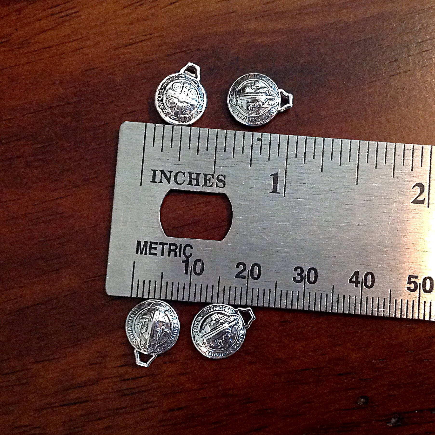 50 pcs, St Benedict Charms, Puffed Saint Benedict Medals, Catholic Charms, Religious Medallions, Benediction Charms, Rosary Charms