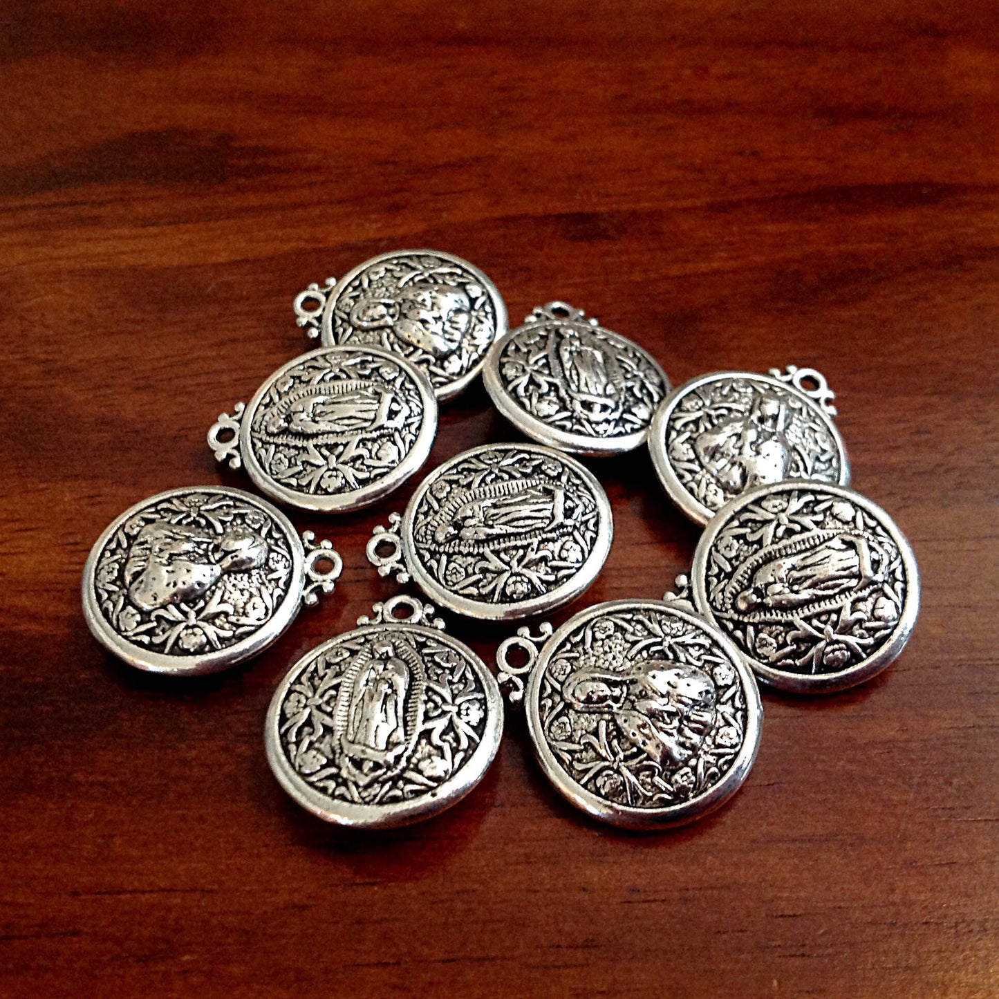 Mother Mary Charms, 10pcs, Miraculous Medal Mother Mary Charms, Virgin Mary Charms, Our Lady of Guadalupe Medallion, Lady Guadalupe Charms