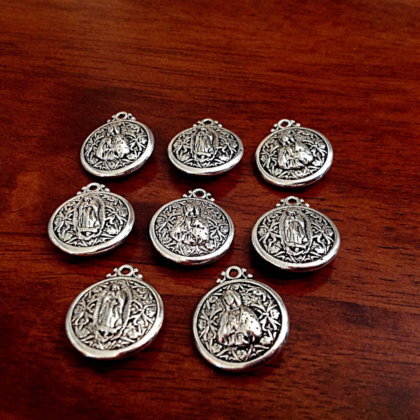 Mother Mary Charms, 10pcs, Miraculous Medal Mother Mary Charms, Virgin Mary Charms, Our Lady of Guadalupe Medallion, Lady Guadalupe Charms
