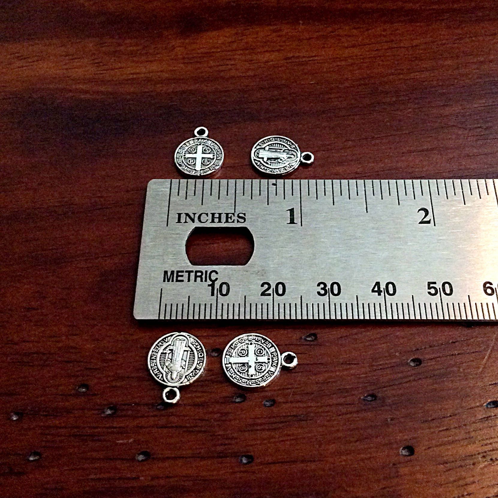 50 pcs, St Benedict Charms, Saint Benedict Medals, Small Charms, Catholic Charms, Religious Medallions, Benediction Charms, Rosary Charms